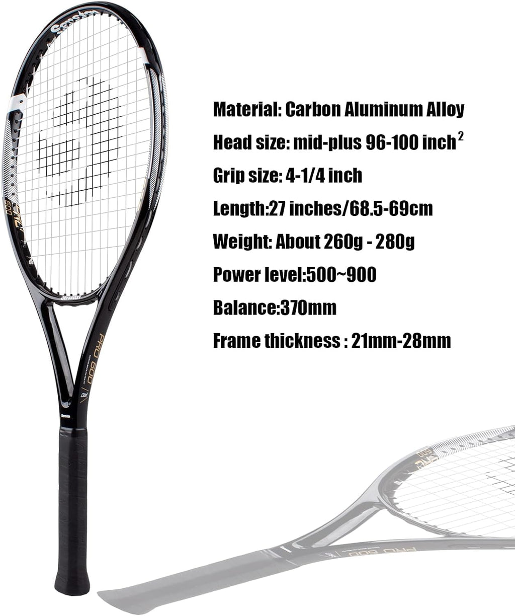 Senston Racchette da Tennis Professionali da 27" (68,5 cm), per 2 Giocatori, con copertura, overgrip da tennis, smorzatore di vibrazioni