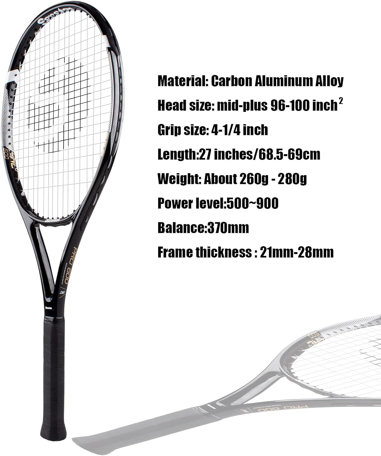 Senston Racchette da Tennis Professionali da 27" (68,5 cm), per 2 Giocatori, con copertura, overgrip da tennis, smorzatore di vibrazioni