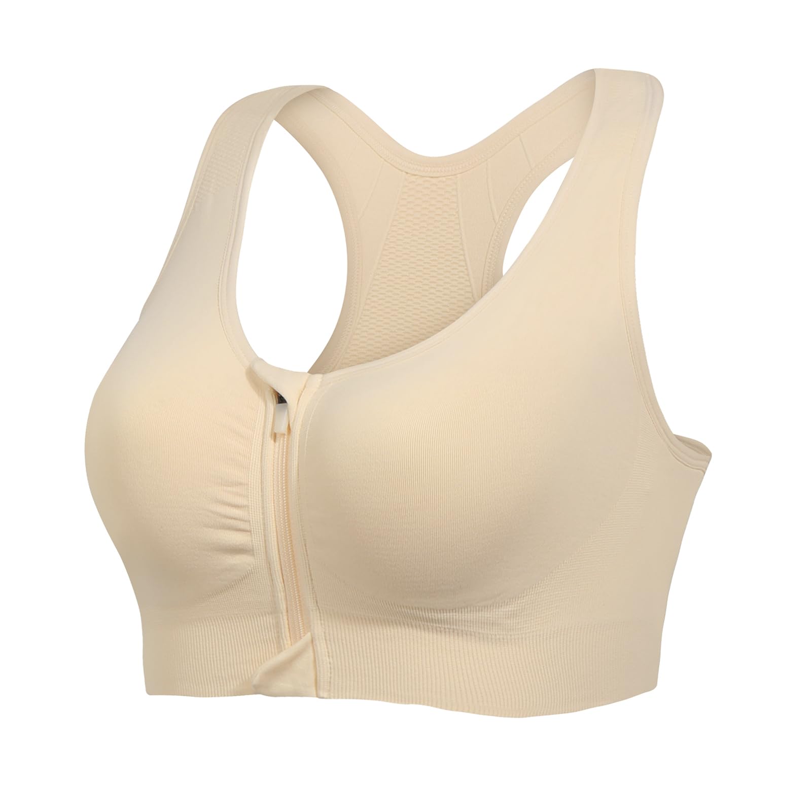 Lemef Soutiens-Gorge de Sport à Fermeture Éclair Avant pour Femmes Soutien-Gorge Post-Chirurgie sans Armature Fermeture Avant Dos Nageur Compression Mastectomie