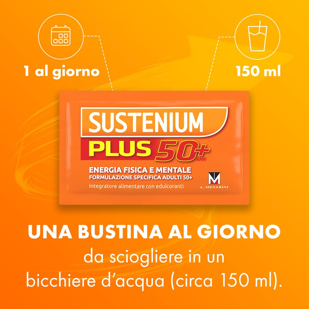 Sustenium Plus 50+ - Integratore energizzante adulti 50+ con complesso antiossidante ACTIFUL, vitamine e minerali. Per la tua energia fisica e mentale. Bipack 2 confezioni da 24 bustine