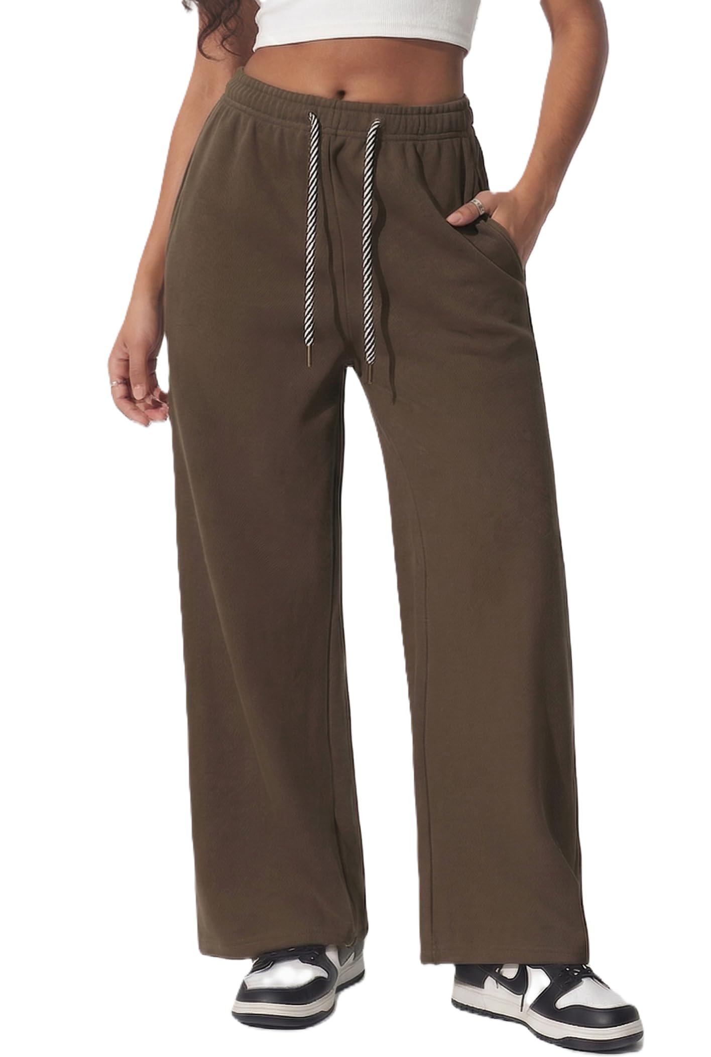 Pantaloni Tuta Donna Larghi Vita Alta con Tasche Pantaloni Sportivi Leggeri e Comodi Jogging Casual Fitness Palestra
