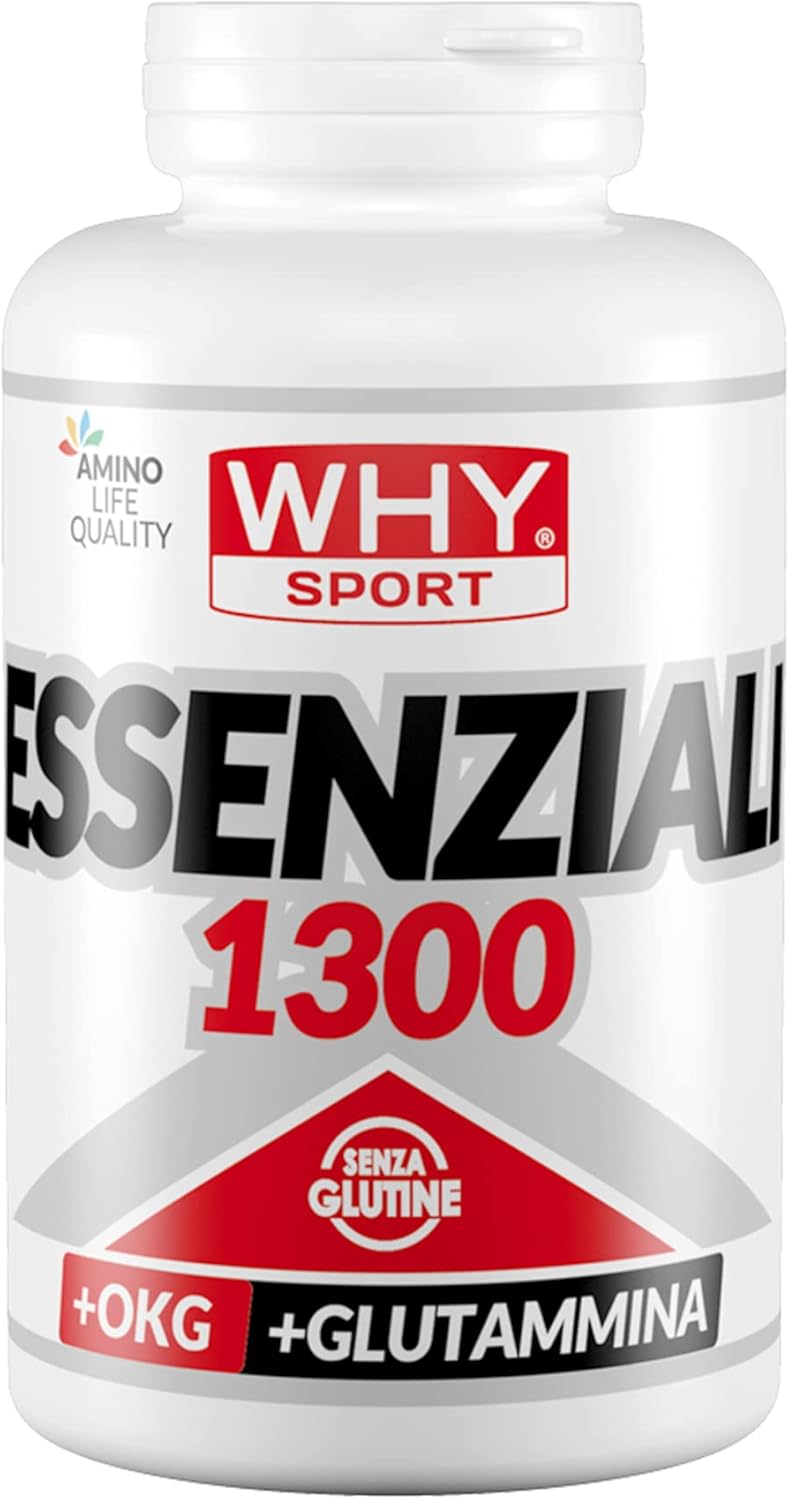 WHY SPORT ESSENZIALI 1300 - Acides Aminés Essentiels avec Vitamine B6 et Glutamine - 200 Comprimés