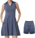 Bezioner Vestito Tennis Donna Vestito Polo con Pantaloncini Vita Alta Abiti da Golf con Tasche Senza Maniche Abito Sportivo