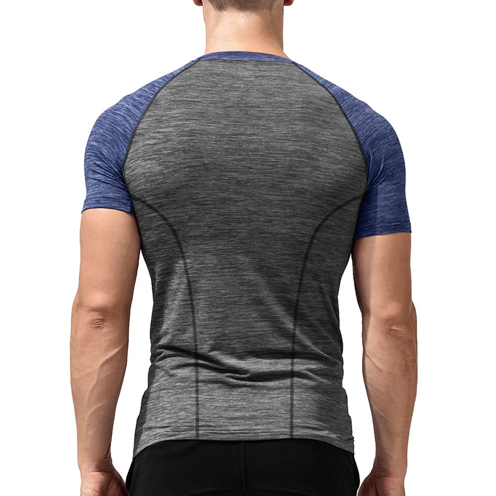 Muscle Alive Homme Maillot de Corps Slim Ajusté à Manches Courtes de Base de Compression de Musculation en Polyester et Spandex