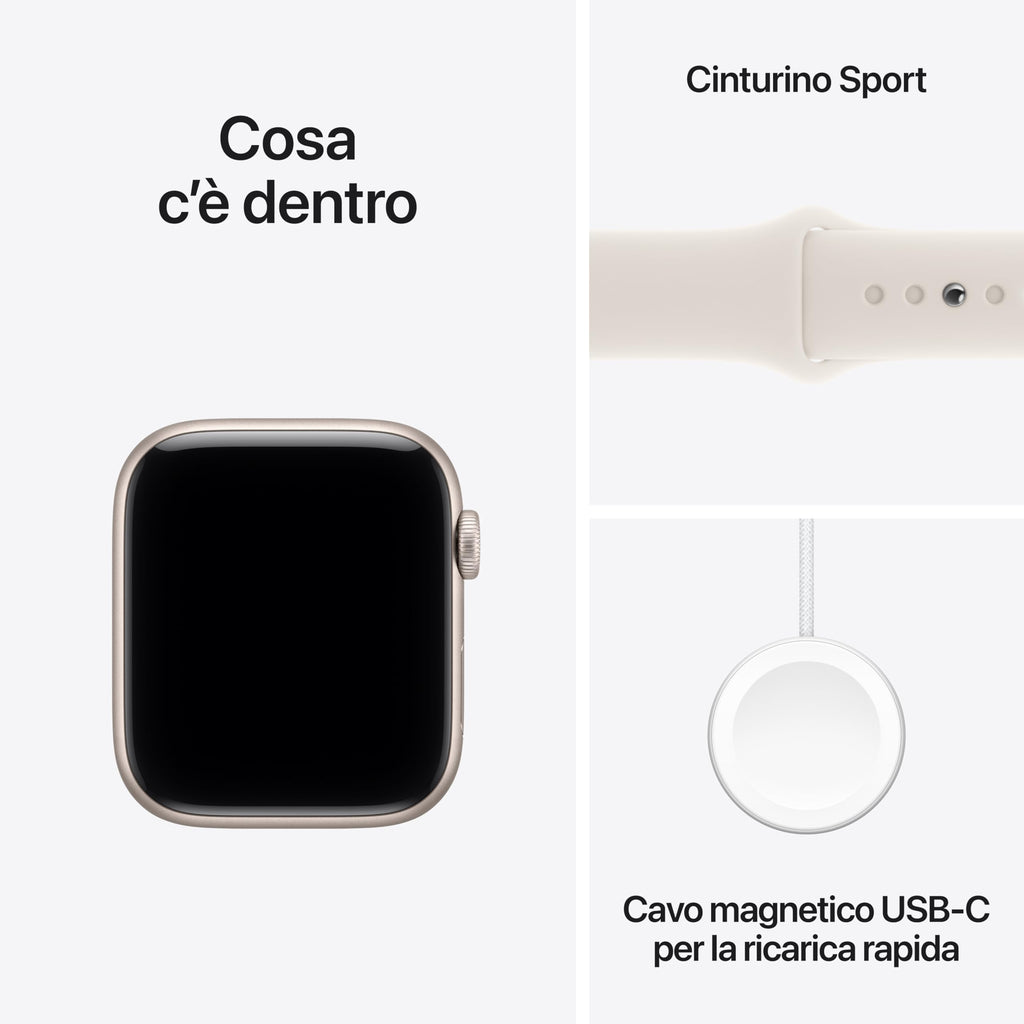 Apple Watch SE 3 GPS, Cassa 40 mm in alluminio galassia con Cinturino Sport galassia - S/M
