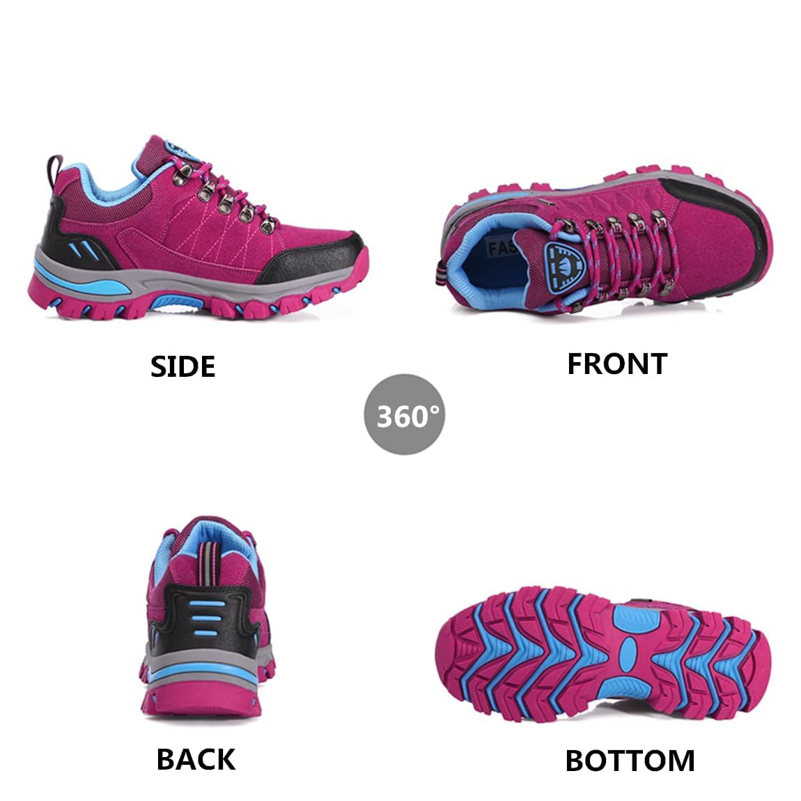 Scarpe da Trekking da Donna Scarpe Sportive Basse Scarpe da Trekking Leggere all'aperto Scarpe da Trekking Antiscivolo Adatte al Campeggio e all'escursionismo Nero Grigio Viola Rosa 36-42EU