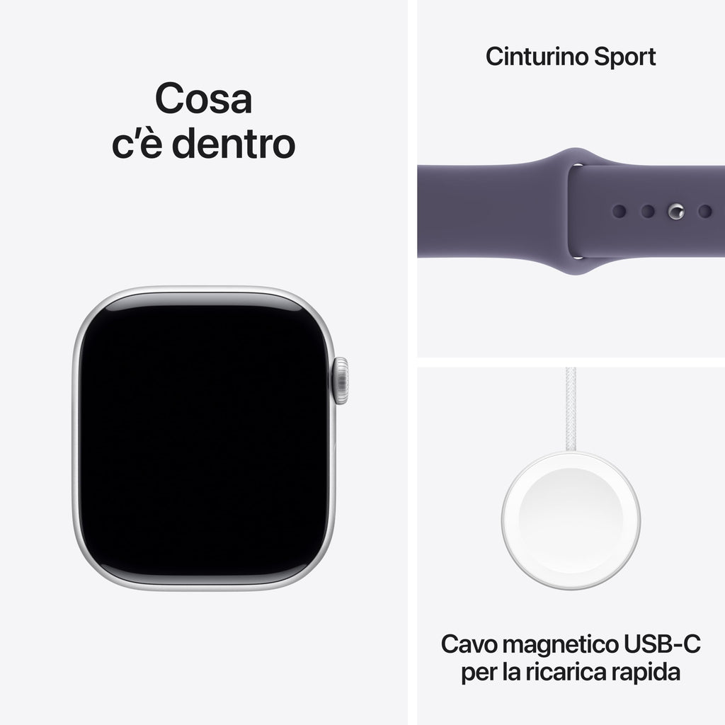 Apple Watch Series 11 GPS, Cassa 46 mm in alluminio Jet Black con Cinturino Sport nero - M/L