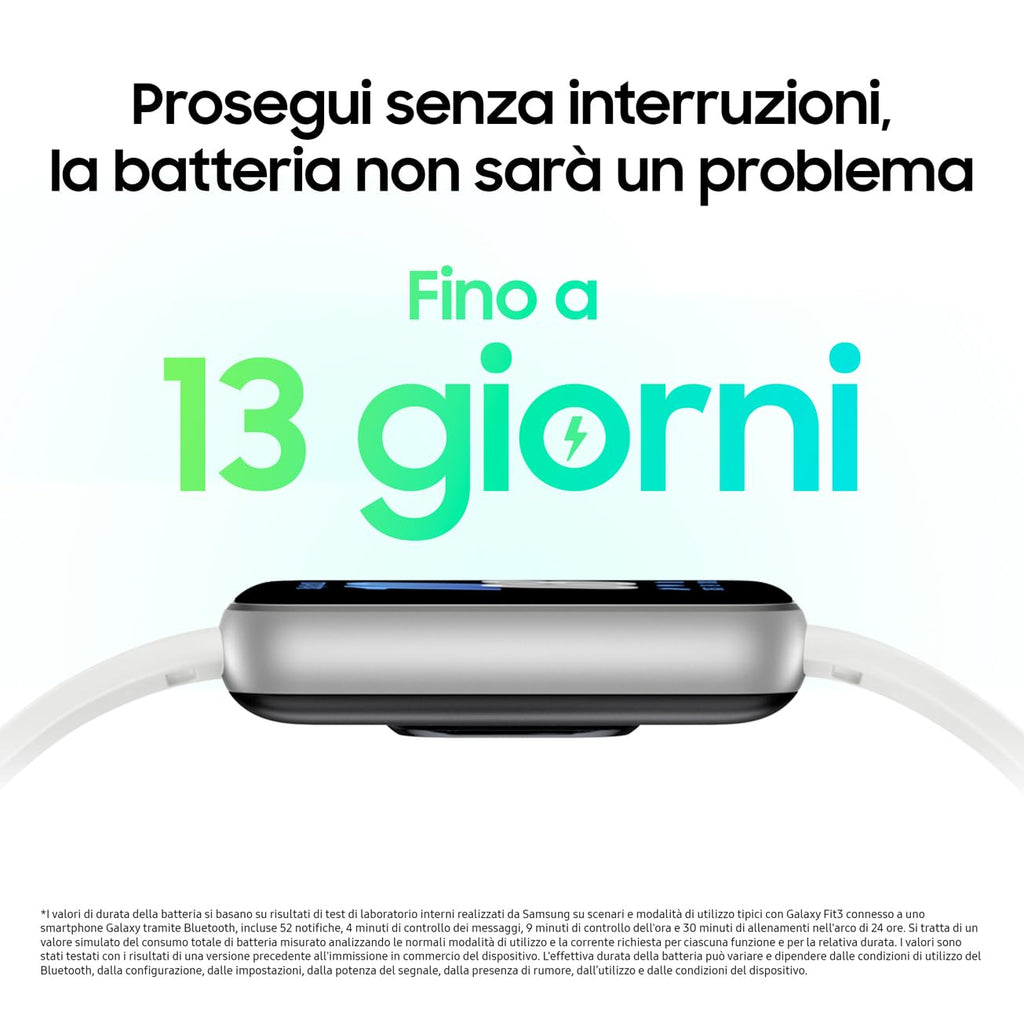 Samsung Galaxy Fit3 fitness band, batteria a lunga durata, rilevamento cadute/SOS, barometro, IP68, monitoraggio sonno, oltre 100 esercizi, gestione notifiche/musica, Gray [Versione italiana]