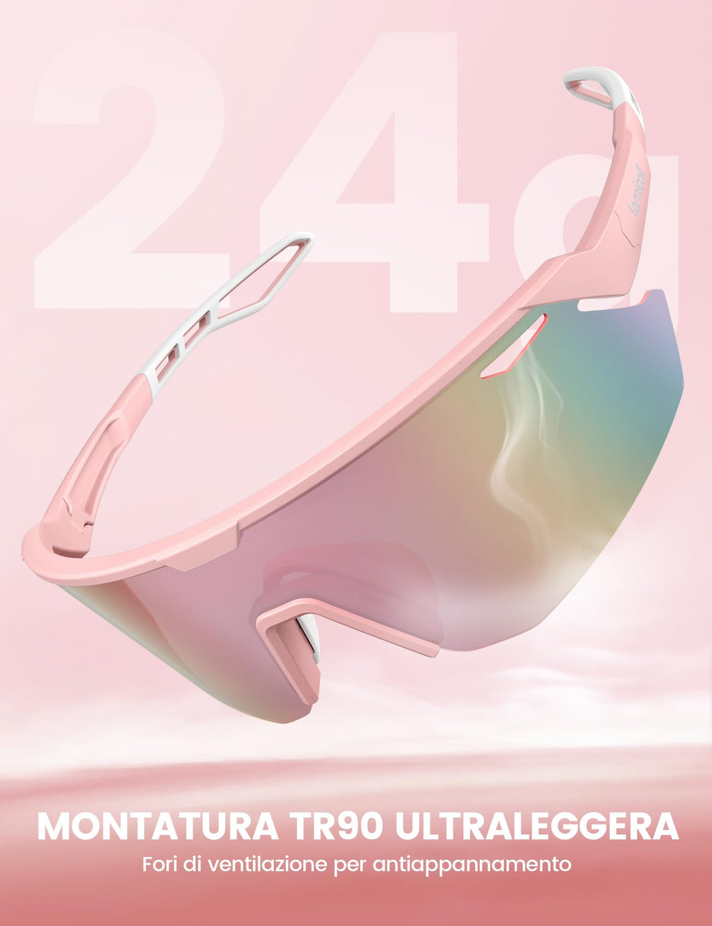 Lamicall Occhiali da Sole Ciclismo Polarizzati, [24g Ultraleggero] Anti-UV400, TR90-Telaio, Nasello Regolabile, Occhiali da Sole Sportivi per Uomo e Donna, per Pesca/Corsa/Sport all'Aperto
