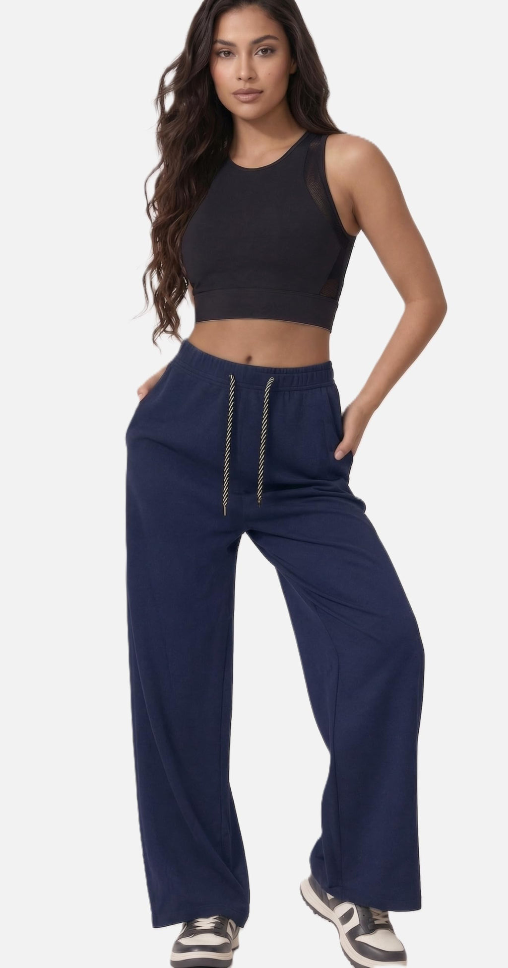 Pantaloni Tuta Donna Larghi Vita Alta con Tasche Pantaloni Sportivi Leggeri e Comodi Jogging Casual Fitness Palestra