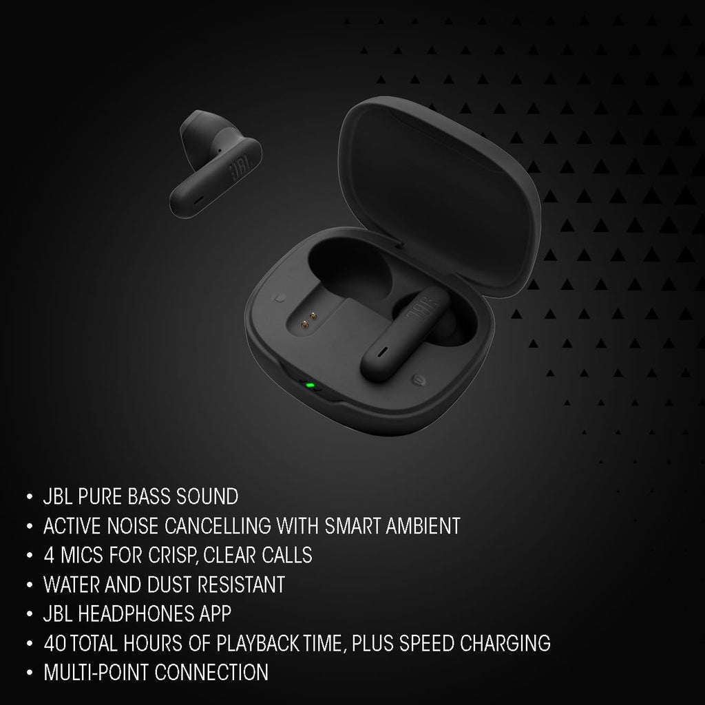 JBL Wave Beam 2, Auricolari Wireless con Cancellazione del Rumore, Nero | Bluetooth 5.3, 40 Ore di Autonomia, Suono JBL Pure Bass, Smart Ambient, Connessione Multipoint, Design Chiuso a Stick