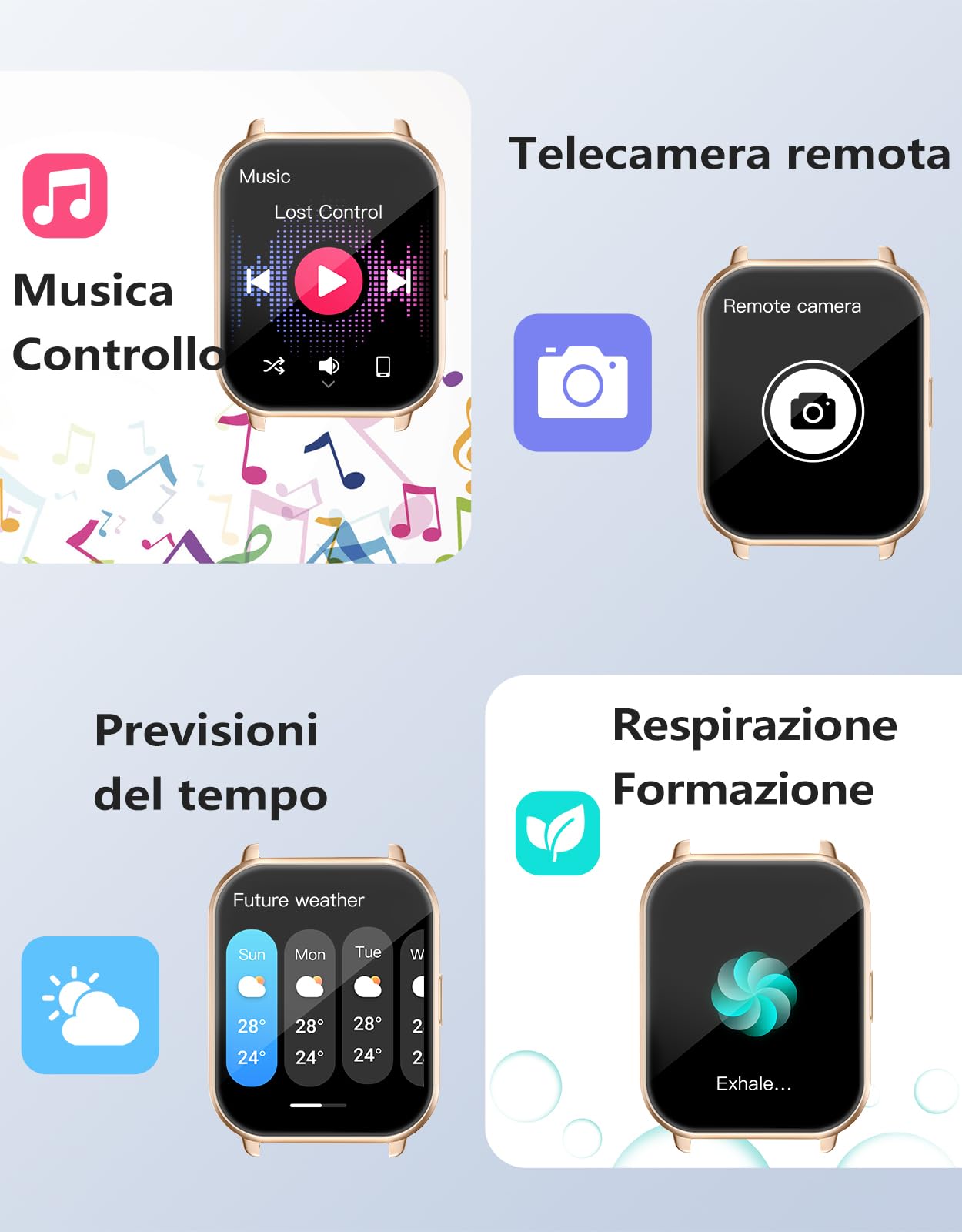RUIMEN Smartwatch Donna Chiamate Bluetooth Musica Orologio Sportive Contapassi da Polso Cardiofrequenzimetro Saturazione Ossigeno Fitness Tracker Ciclo Mestruale Controllo Sonno per Android iOS Rosa