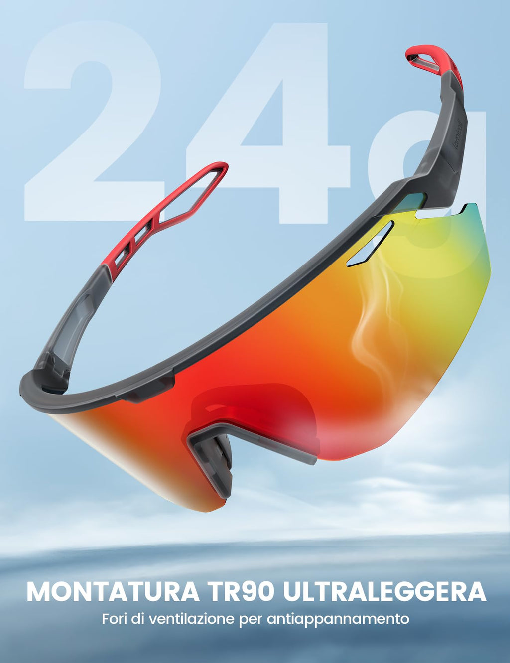 Lamicall Occhiali da Sole Ciclismo Polarizzati, [24g Ultraleggero] Anti-UV400, TR90-Telaio, Nasello Regolabile, Occhiali da Sole Sportivi per Uomo e Donna, per Pesca/Corsa/Sport all'Aperto