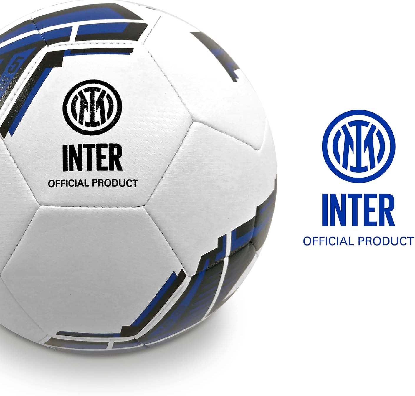 Mondo Sport - Pallone da Calcio cucito F.C. Inter Milano - size 5 - 410 g - Prodotto ufficiale - Colore Nero/azzurro/bianco - 13642