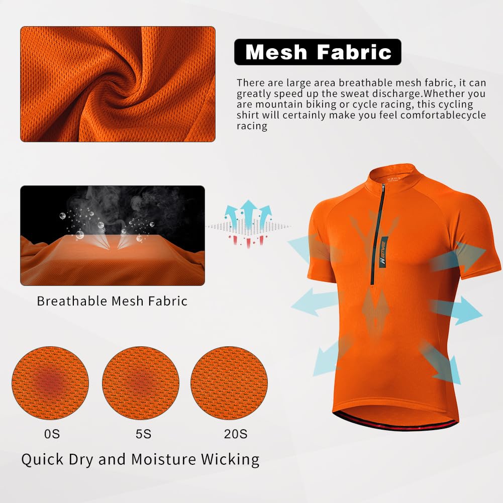 FEIXIANG Maglia Ciclismo Maniche Corte,Maglietta Mountain Bike Uomo Asciugatura Veloce T-Shirt off-Road Sportswear Estate
