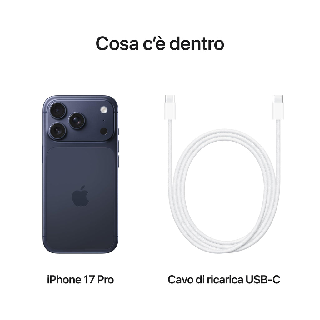 Apple iPhone 17 Pro 512 GB: display 6,3", ProMotion fino a 120Hz, chip A19 Pro, autonomia senza precedenti, sistema di fotocamere Pro Fusion con fotocamera frontale Center Stage; Arancione cosmico