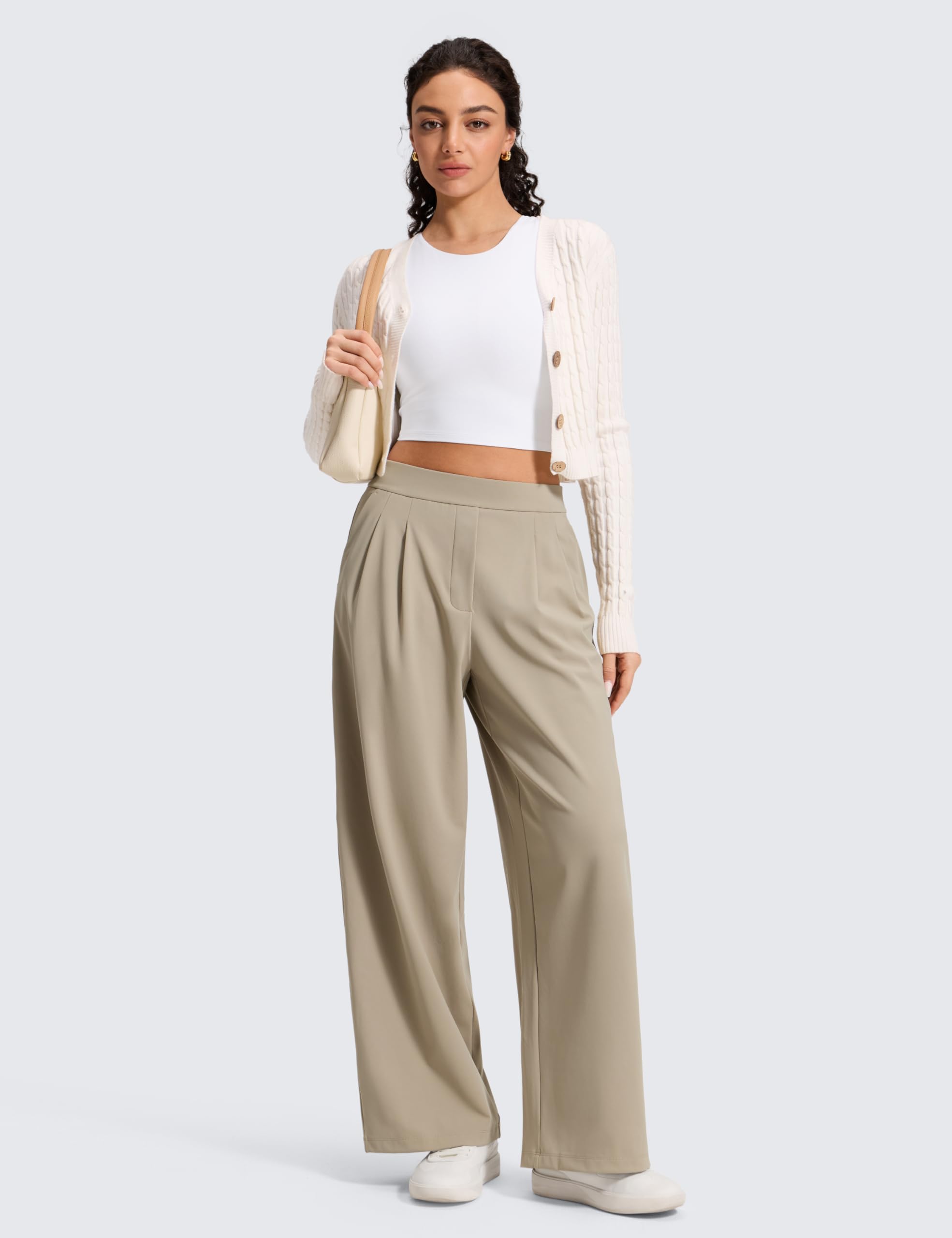 CRZ YOGA 4-Way Stretch Pantaloni da Lavoro Wide Leg Pantaloni da Donna