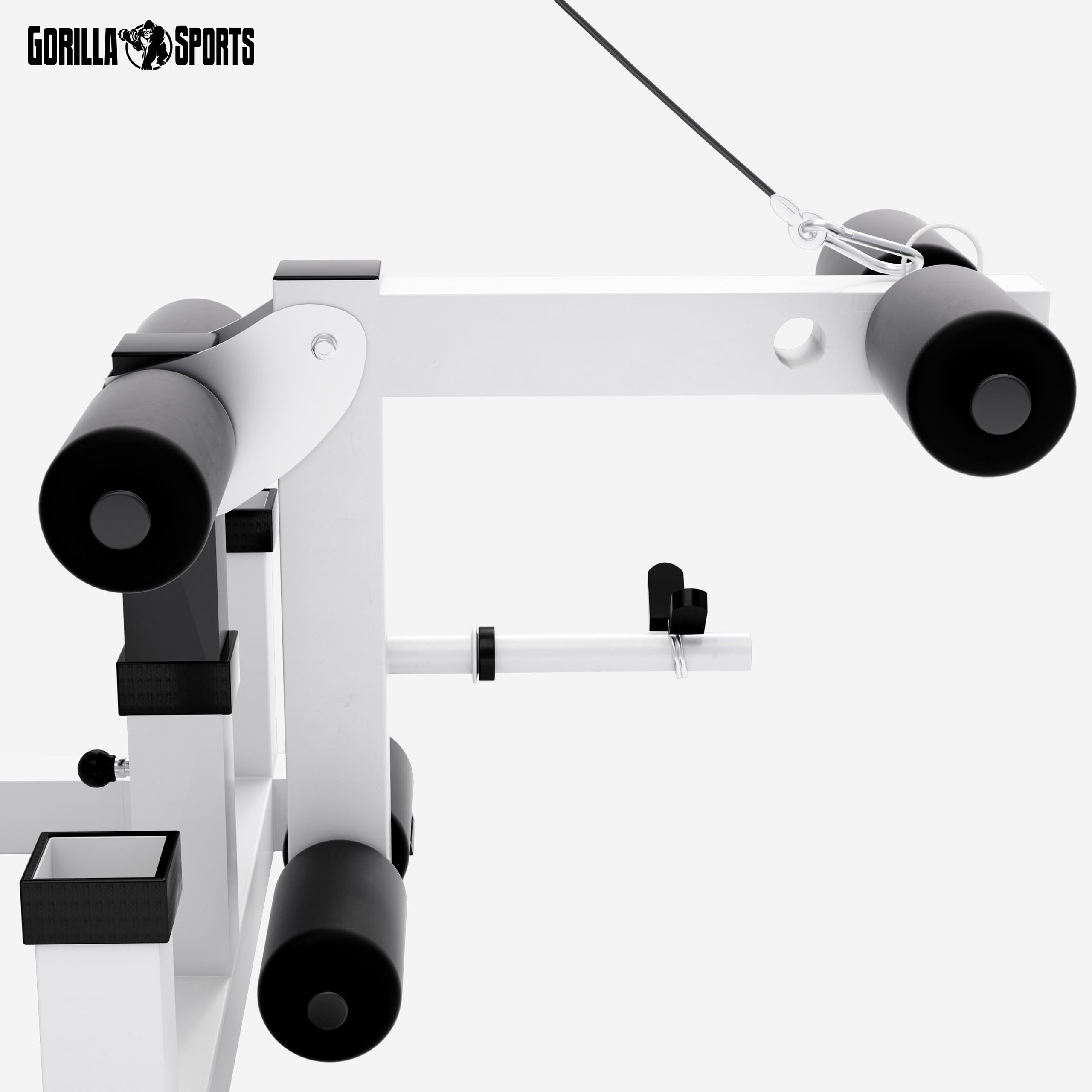 Gorilla Sports® Panca Multifunzione - Schienale Regolabile, Portabilanciere, Butterfly, Curl per Gambe, Nero/Bianco - Panca Pesi, Stazione Fitness