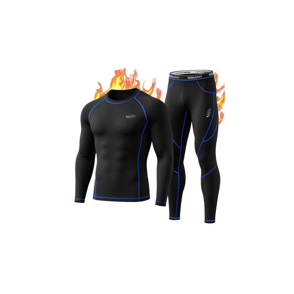 MOBIUSPHY Biancheria Intima Termica Uomo Biancheria Funzionale Uomo con Funzione Quick Dry Sportiva Set di Biancheria Intima Base Layer Traspirante Riscaldante per attività