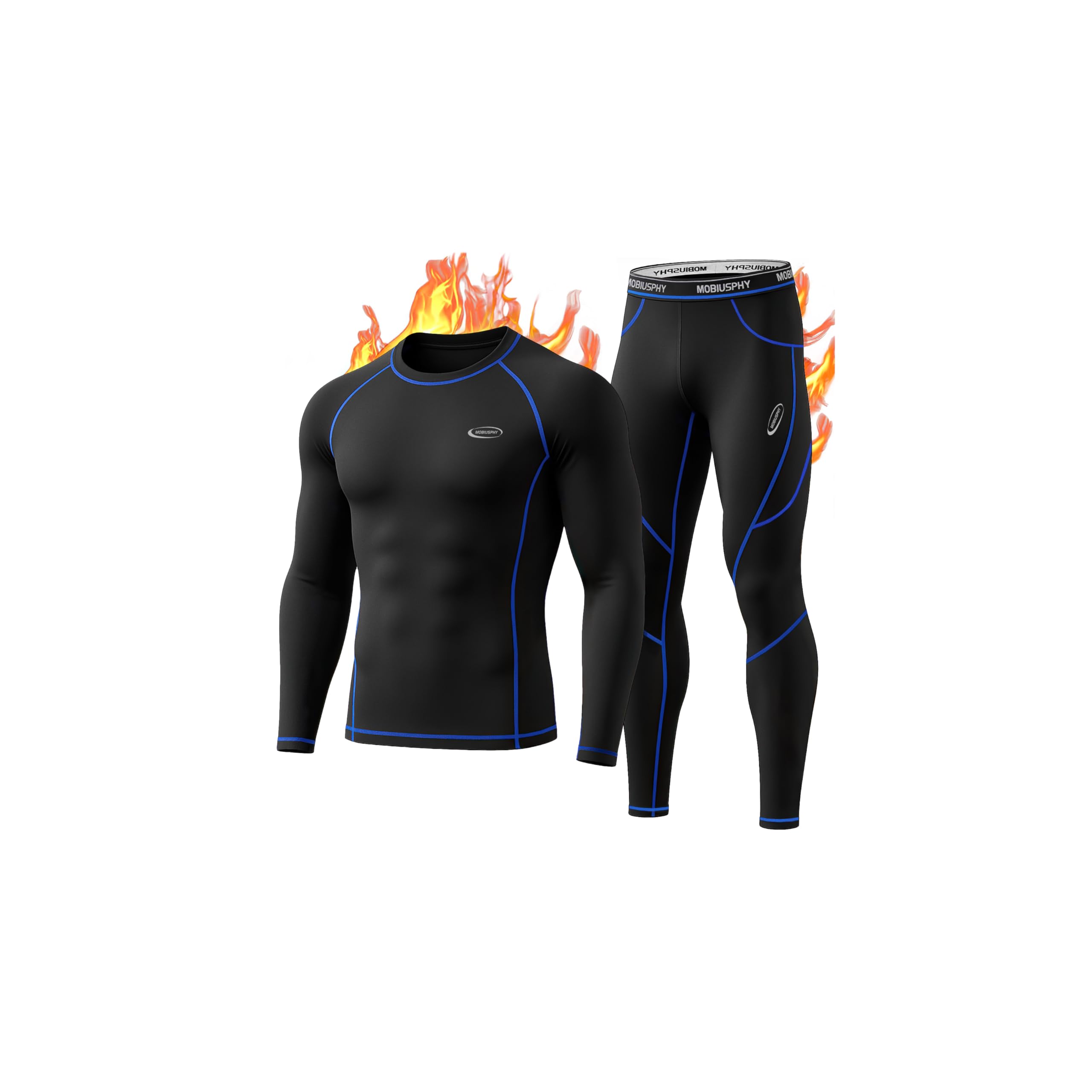 MOBIUSPHY Biancheria Intima Termica Uomo Biancheria Funzionale Uomo con Funzione Quick Dry Sportiva Set di Biancheria Intima Base Layer Traspirante Riscaldante per attività
