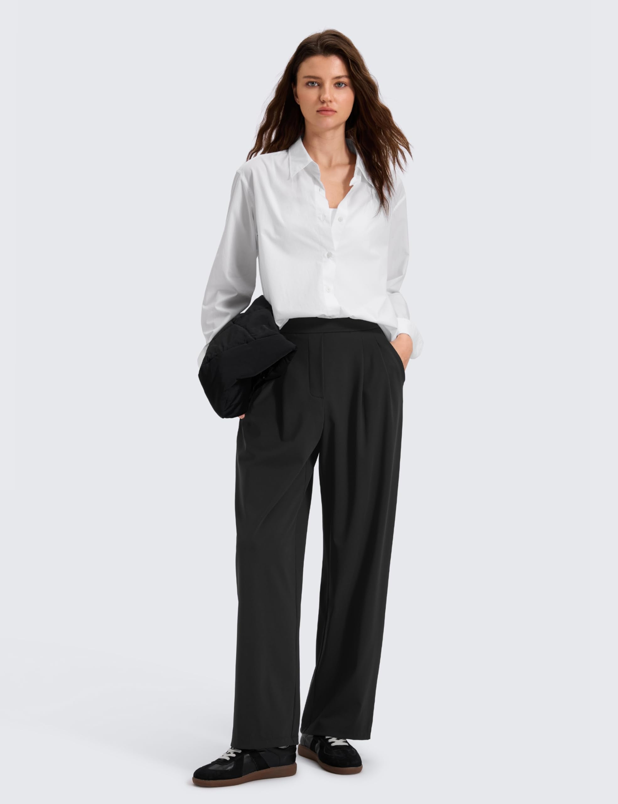 CRZ YOGA 4-Way Stretch Pantaloni da Lavoro Wide Leg Pantaloni da Donna