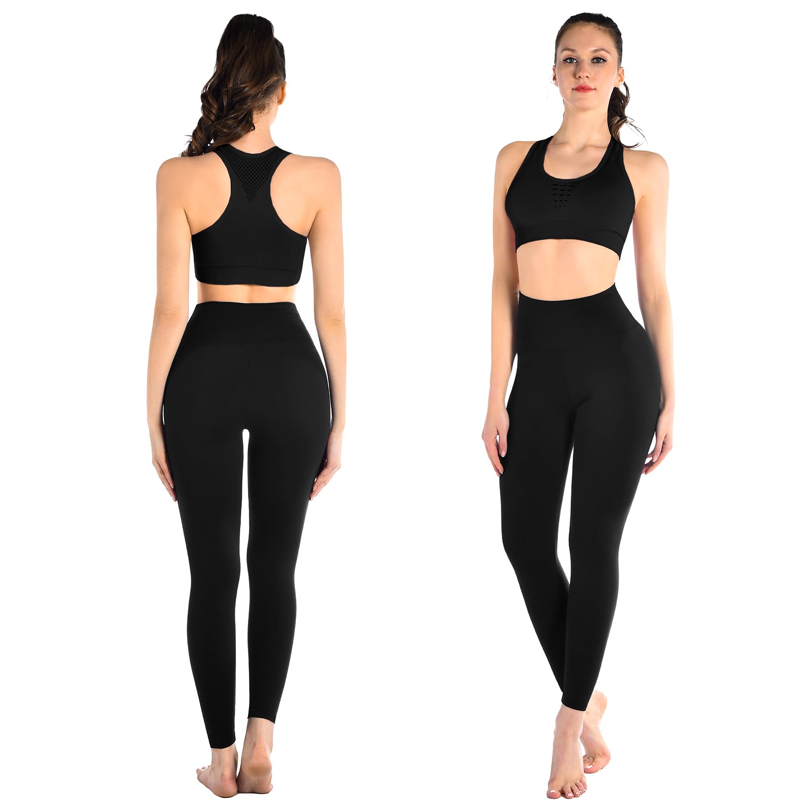 Sinophant - Leggings da donna, a vita alta, opachi, neri, per palestra, yoga, sport, confezione da 3