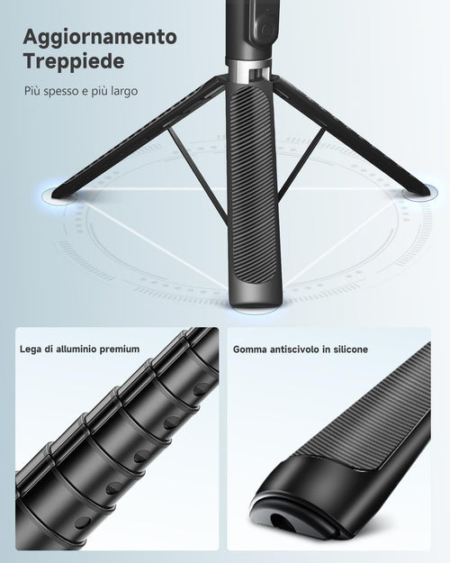 180cm Treppiede Smartphone, Bastone Selfie con Telecomando Wireless, Treppiede Portatile Estensibile per Smartphone Supporto Telefono Compatibile con iPhone/Samsung/GoPro/Camera