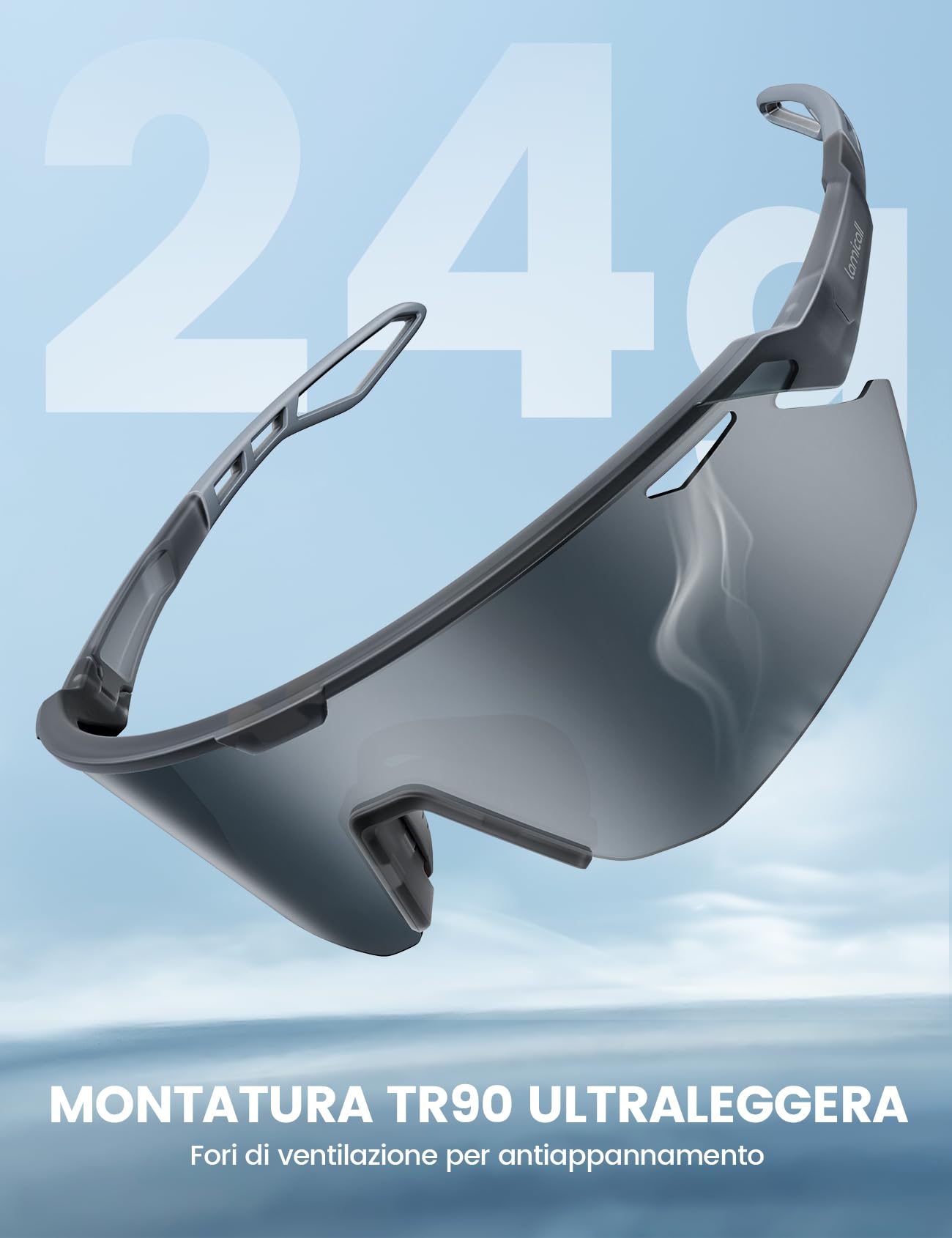 Lamicall Occhiali da Sole Ciclismo Polarizzati, [24g Ultraleggero] Anti-UV400, TR90-Telaio, Nasello Regolabile, Occhiali da Sole Sportivi per Uomo e Donna, per Pesca/Corsa/Sport all'Aperto