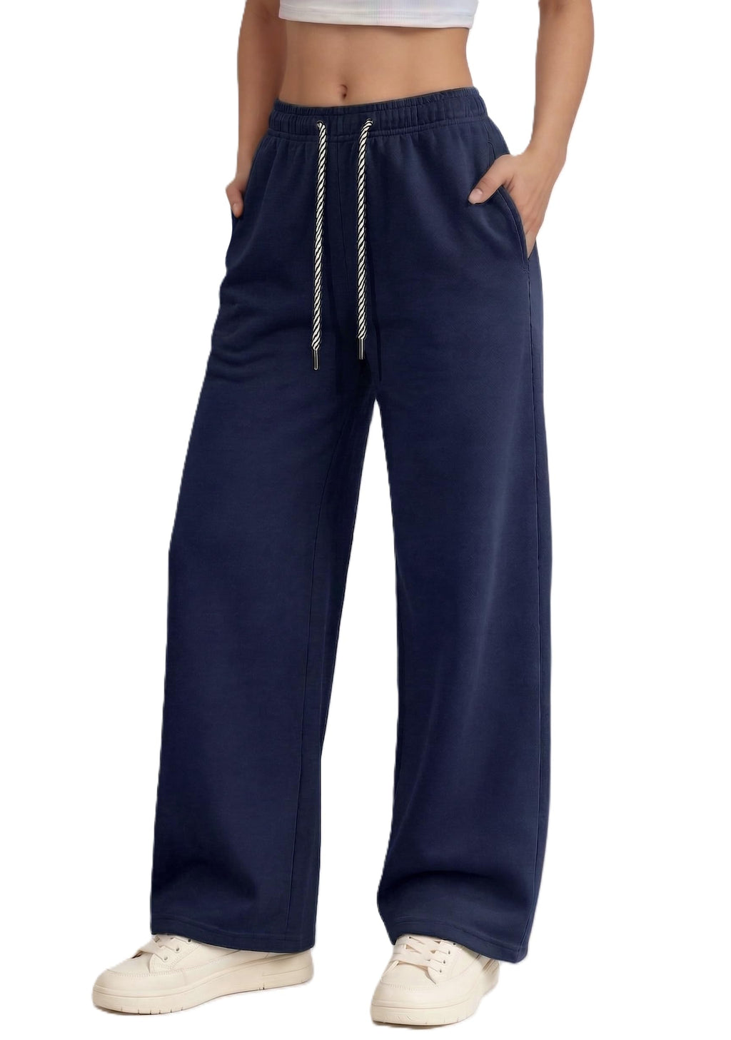 Pantaloni Tuta Donna Larghi Vita Alta con Tasche Pantaloni Sportivi Leggeri e Comodi Jogging Casual Fitness Palestra