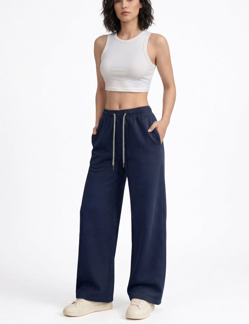 Pantaloni Tuta Donna Larghi Vita Alta con Tasche Pantaloni Sportivi Leggeri e Comodi Jogging Casual Fitness Palestra