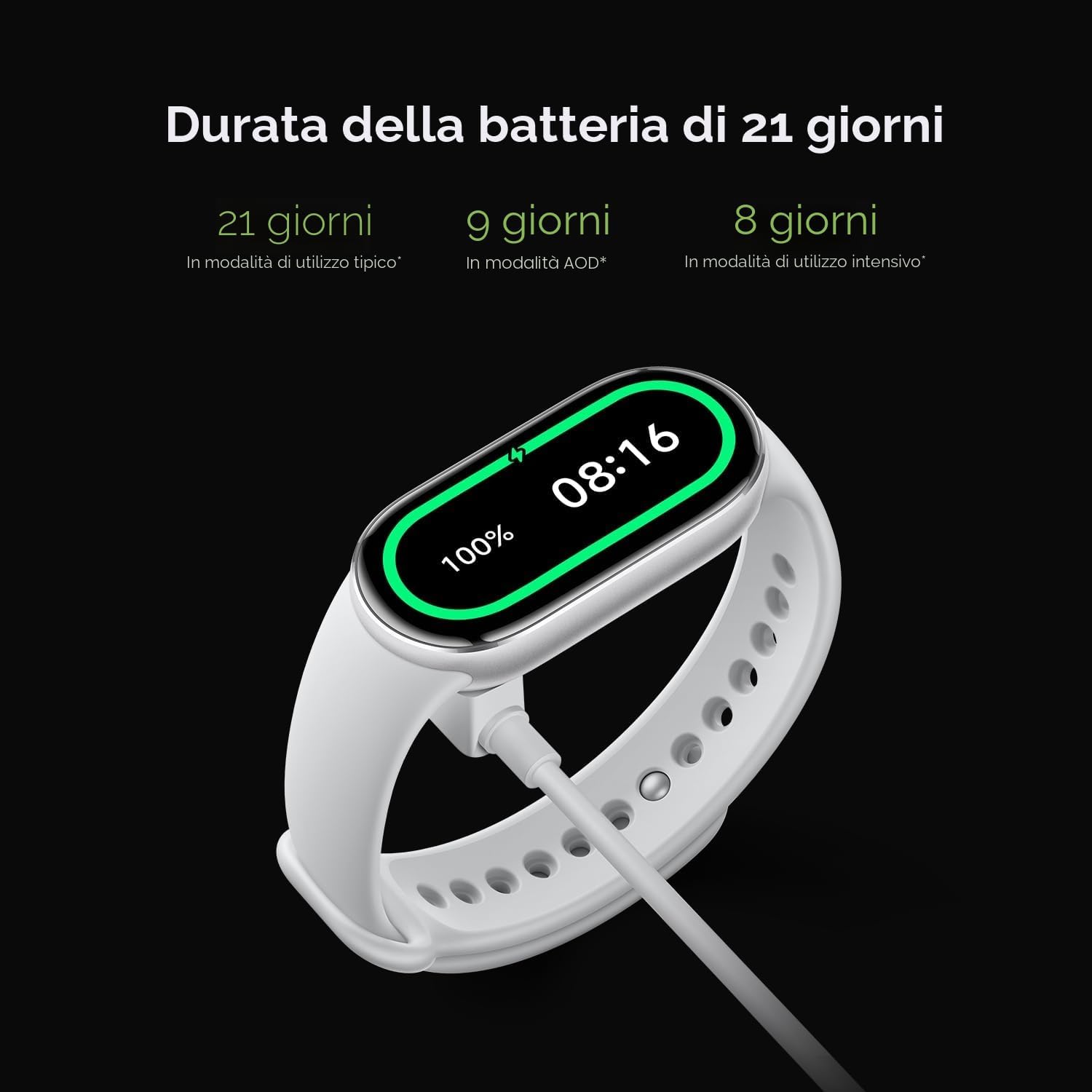 Xiaomi Smart Band 10 (Fitness Tracker), 1.72" AMOLED display, multimateriale, autonomia 21gg, ricarica rapida,150+sport, monitoraggio benessere e sonno, HyperOS 2.0, resistente 5ATM, Compass, Argento