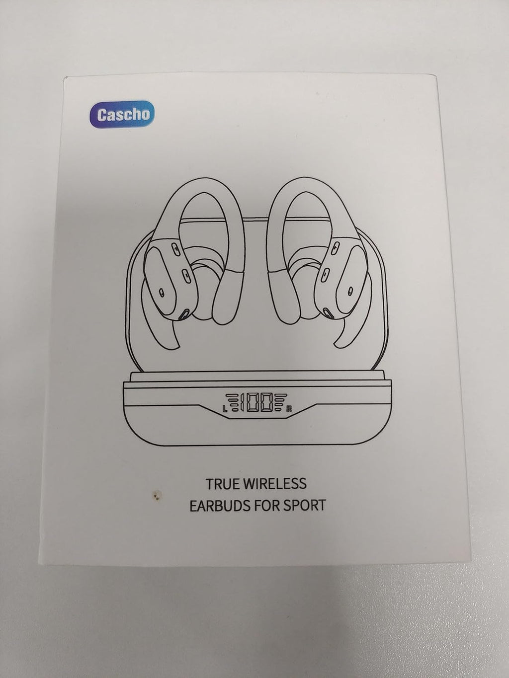 Cuffie Bluetooth, Sport Auricolari Bluetooth 5.3 con Gancio per Orecchio, 60H con Indicatore LED per Cassa di Ricarica, Chiamata ENC HD, Vestibilità Comoda, Basso Profondo, IPX7 Impermeabile(Nero).