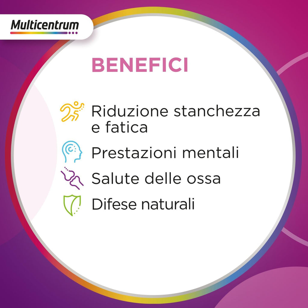 Multicentrum Donna Integratore Multivitaminico completo per donna, con Vitamina D, K, Acido Folico, Calcio, Ferro, per combattere stanchezza e affaticamento, 100 Compresse