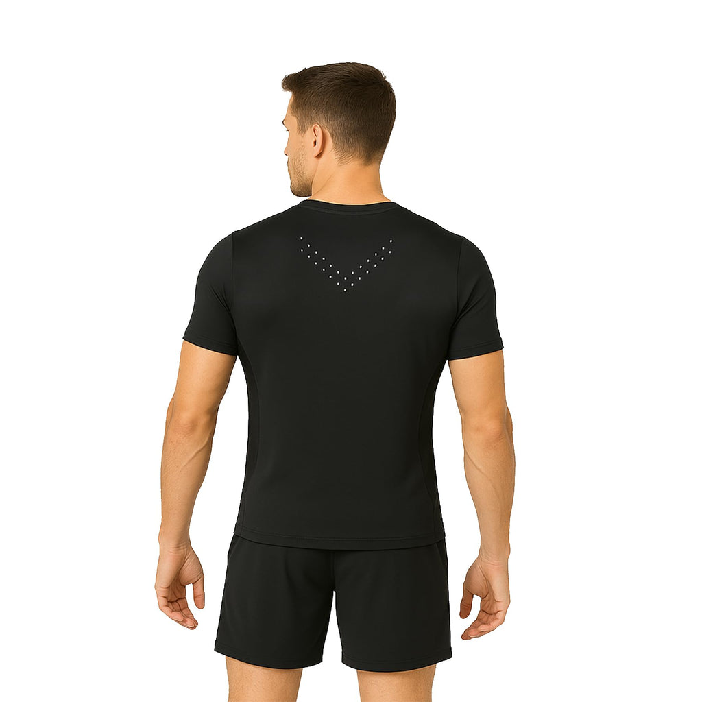 AMZSPORT Maglietta a Compressione da Uomo, a Maniche Corte, Funzionale, Cool Dry, per Allenamento e Corsa