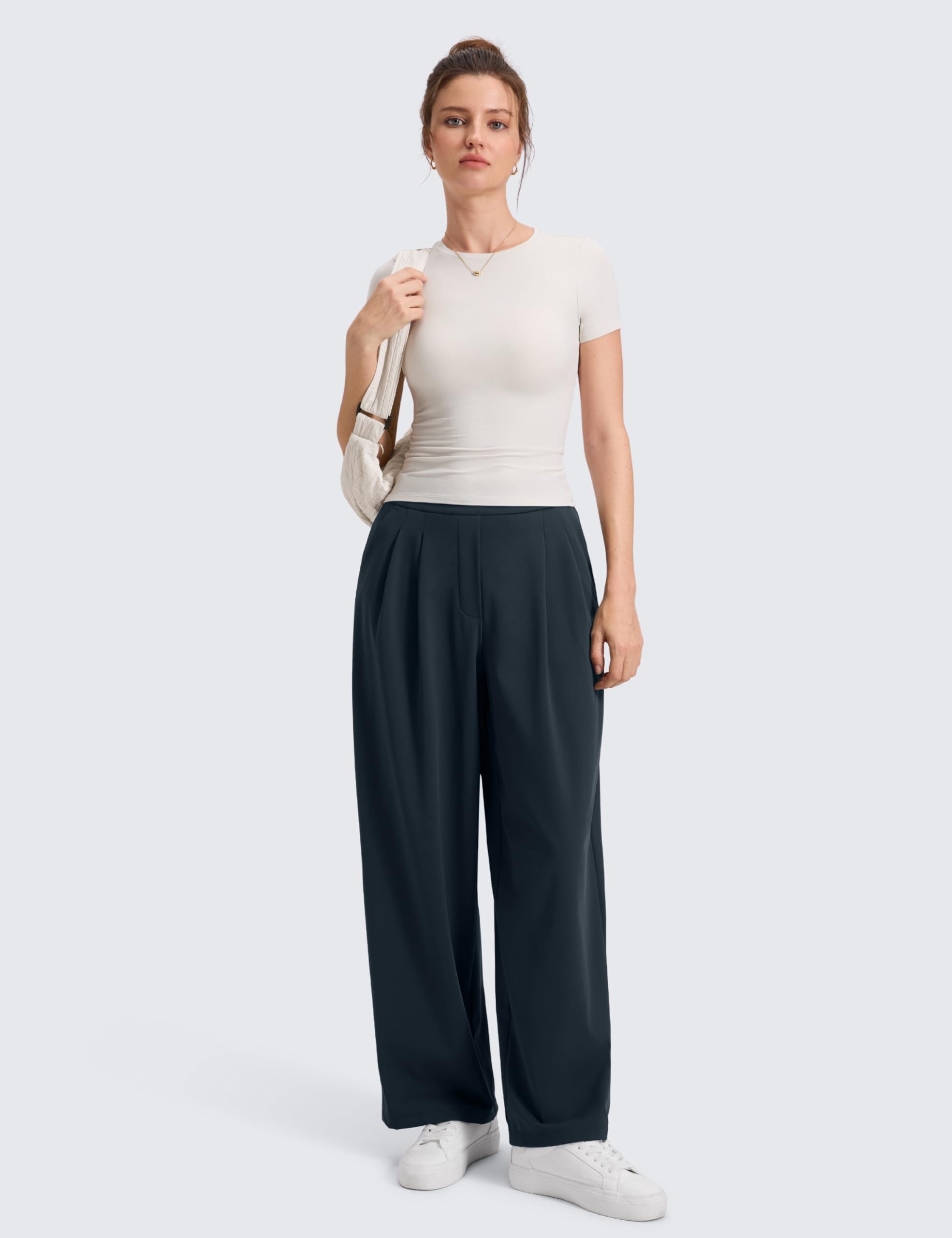 CRZ YOGA 4-Way Stretch Pantaloni da Lavoro Wide Leg Pantaloni da Donna