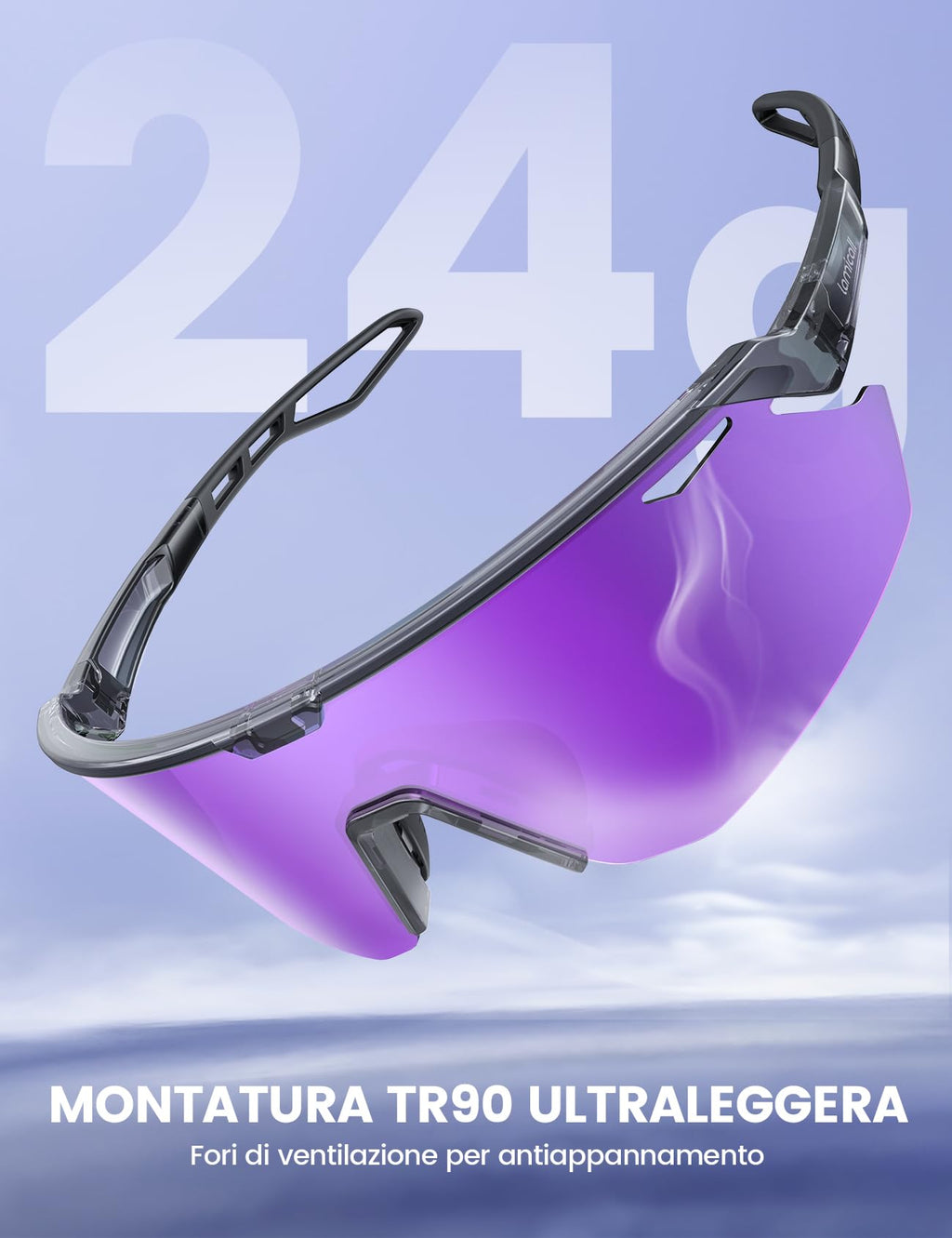 Lamicall Occhiali da Sole Ciclismo Polarizzati, [24g Ultraleggero] Anti-UV400, TR90-Telaio, Nasello Regolabile, Occhiali da Sole Sportivi per Uomo e Donna, per Pesca/Corsa/Sport all'Aperto