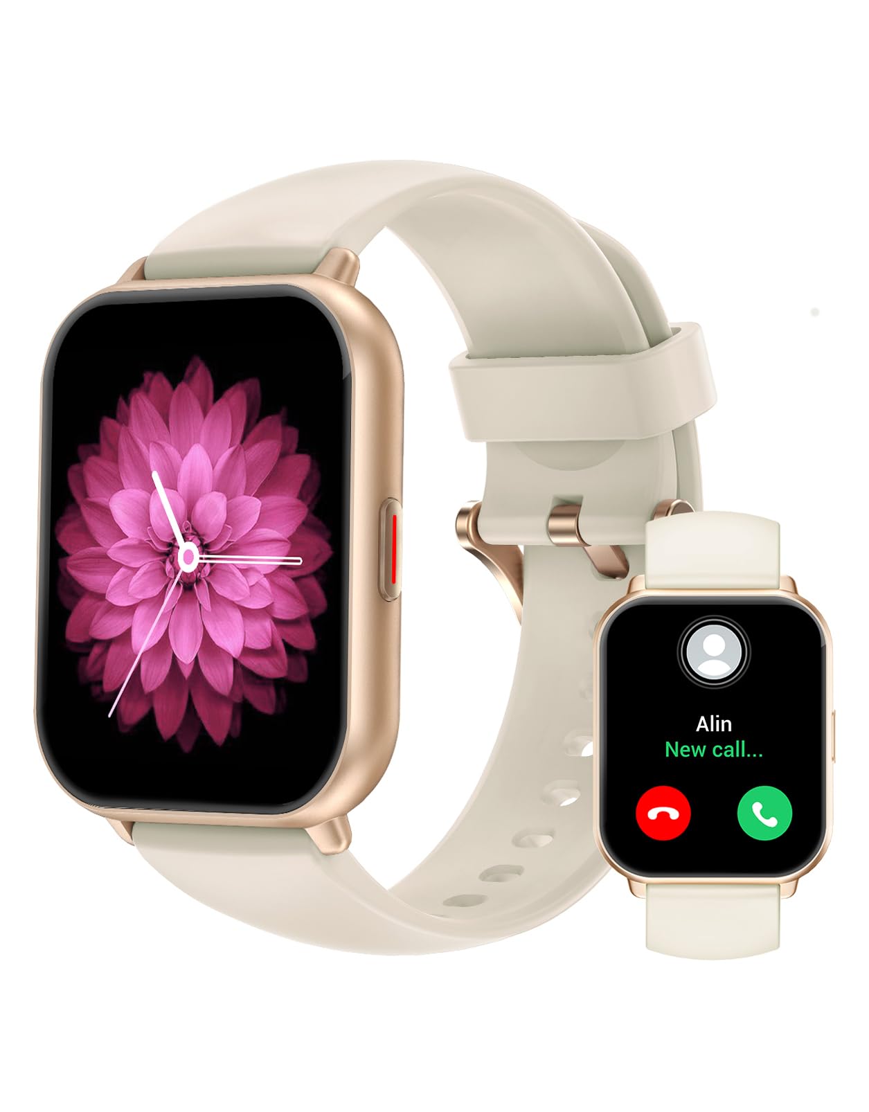 RUIMEN Smartwatch Donna Chiamate Bluetooth Musica Orologio Sportive Contapassi da Polso Cardiofrequenzimetro Saturazione Ossigeno Fitness Tracker Ciclo Mestruale Controllo Sonno per Android iOS Rosa