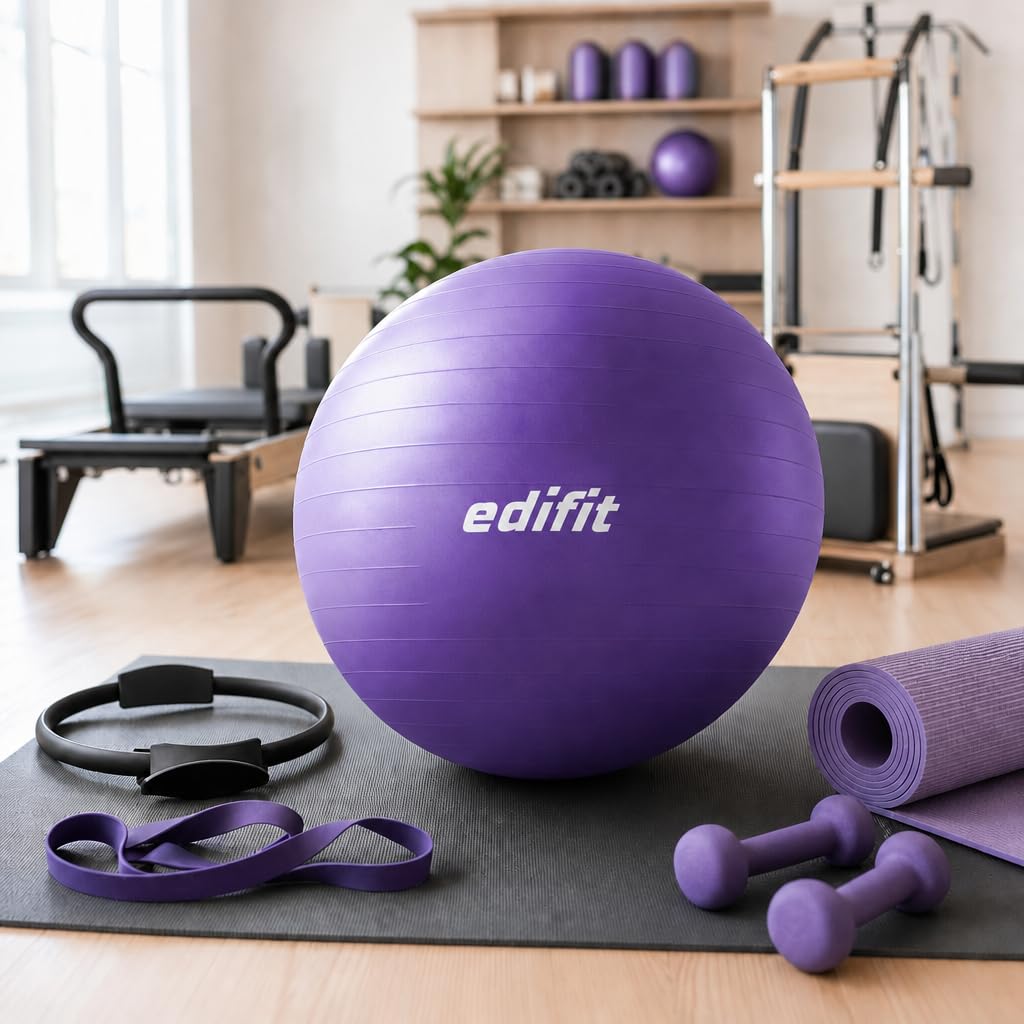 EDIFIT Palla Fitness, Pilates Attrezzi Casa, Incluso il Gonfiatore, Fitball, Yoga Accessori, Palla Gravidanza, Ginnastica Ritmica
