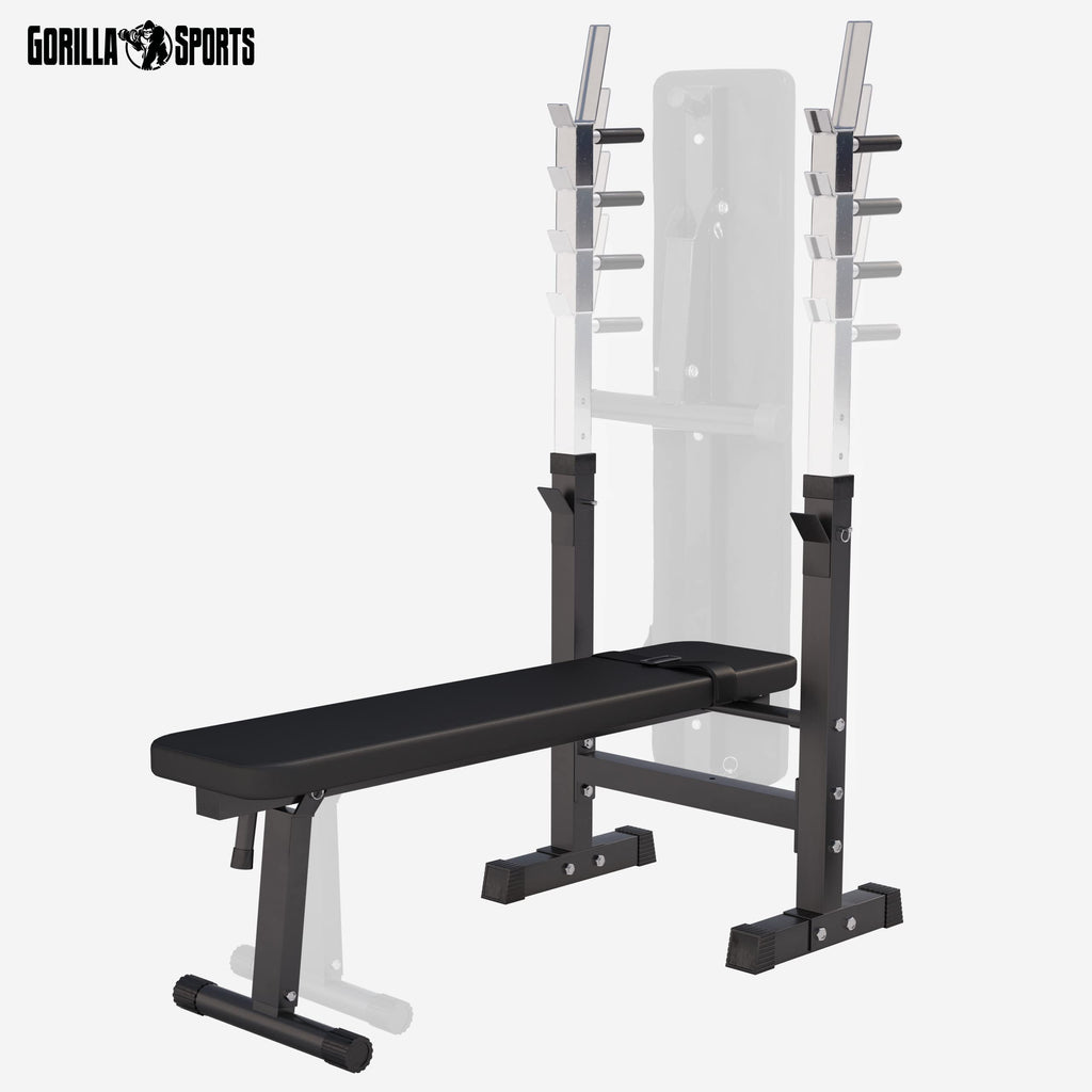 GORILLA SPORTS® Panca Pesi Multifunzione Regolabile – Pieghevole con Porta, Bilanciere e Manubri con Dischi 38/70/100 kg – Piana/Inclinata, Struttura Robusta Max 200 kg – Palestra Casa Fitness
