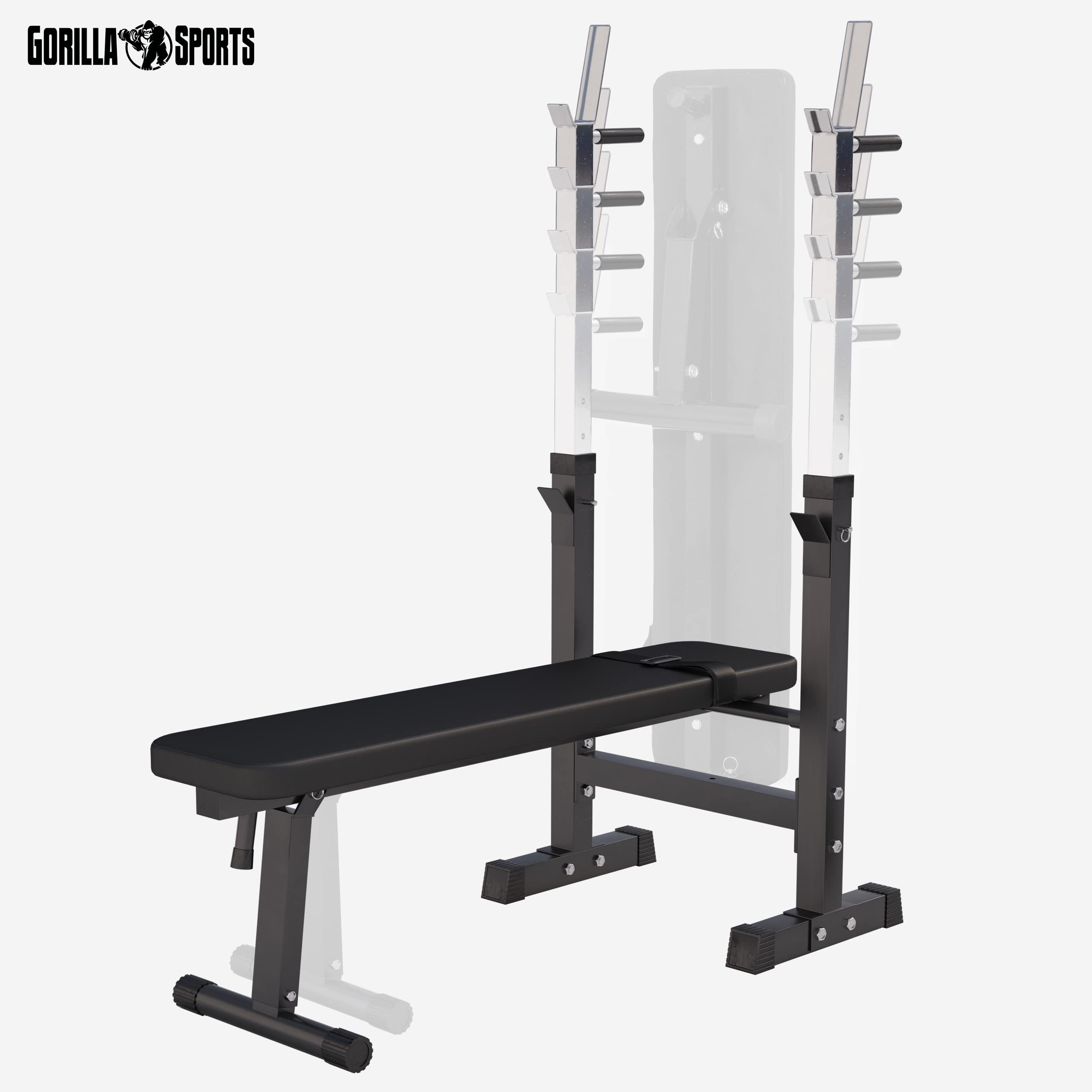 GORILLA SPORTS® Panca Pesi Multifunzione Regolabile – Pieghevole con Porta, Bilanciere e Manubri con Dischi 38/70/100 kg – Piana/Inclinata, Struttura Robusta Max 200 kg – Palestra Casa Fitness