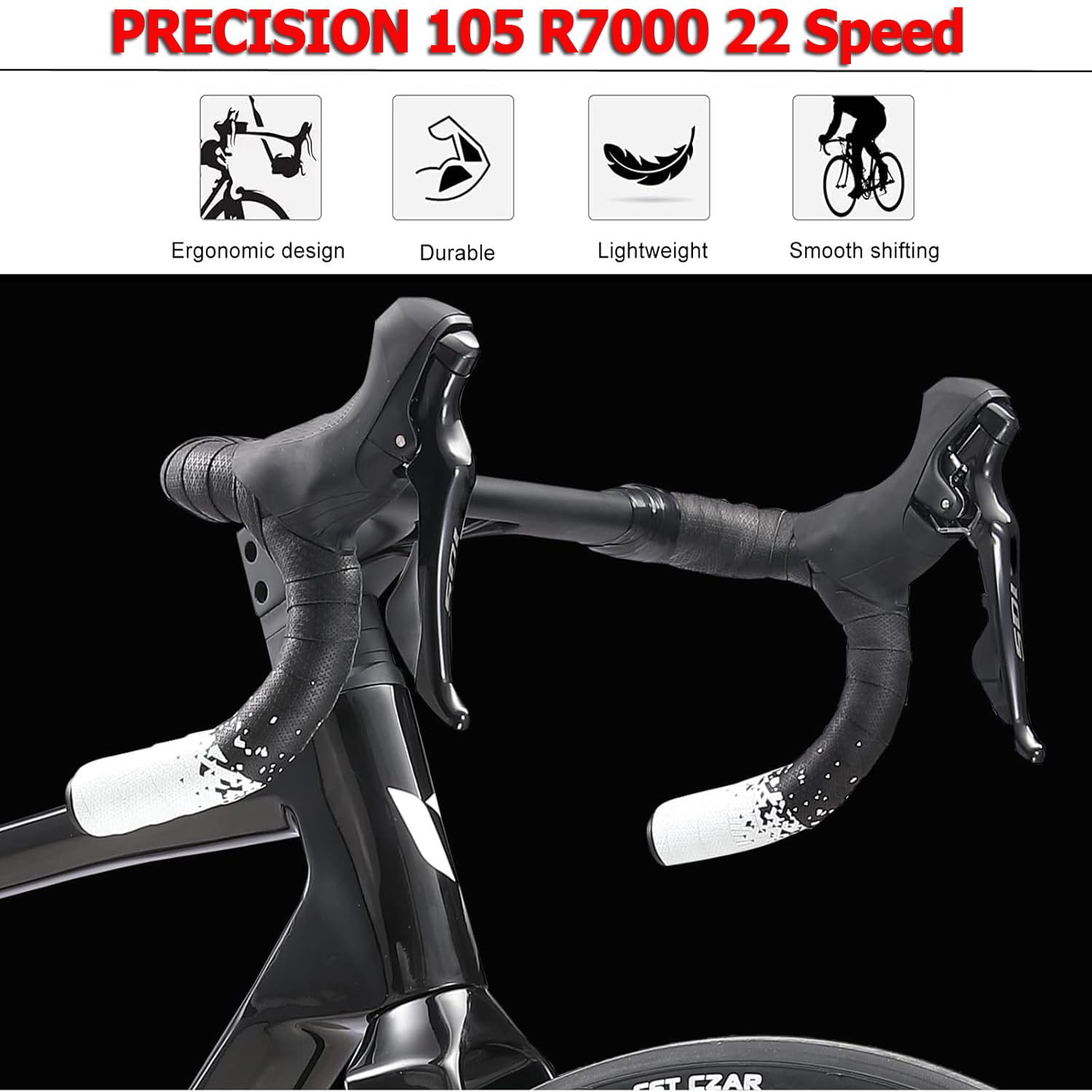 KABON Bici da corsa carbonio, 700C bici da strada T800 con 105 R7000 22 velocità Bicicletta da corsa con freno a disco per uomini e donna