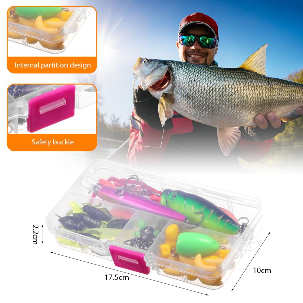 Vicloon Esche da Pesca, Esche Artificiali da Pesca Contiene Crankbaits, Stickbait, Vermi, Ganci Singolo, Pinze, ECC