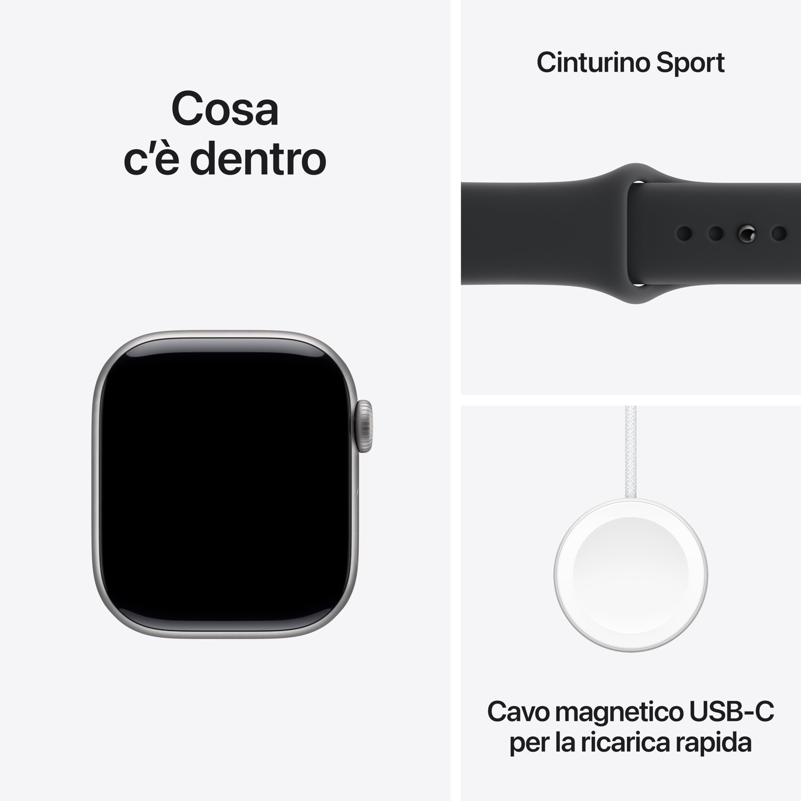Apple Watch Series 11 GPS, Cassa 46 mm in alluminio Jet Black con Cinturino Sport nero - M/L