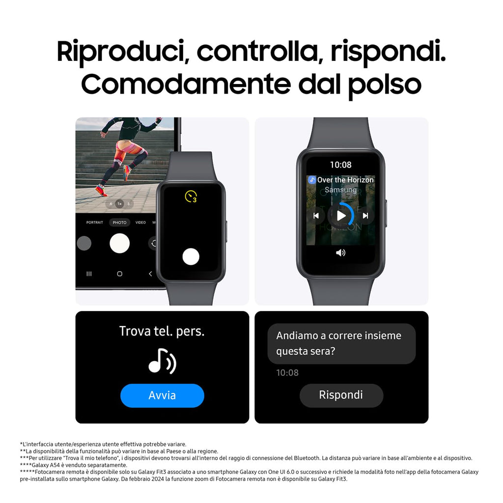 Samsung Galaxy Fit3 fitness band, batteria a lunga durata, rilevamento cadute/SOS, barometro, IP68, monitoraggio sonno, oltre 100 esercizi, gestione notifiche/musica, Gray [Versione italiana]