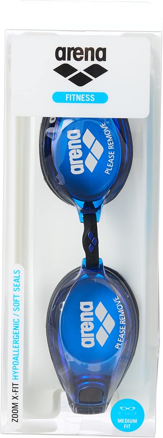 Arena Zoom X-Fit Occhialini Nuoto Anti-Appannamento Unisex Adulto, Occhialini Piscina con Ampie Lenti, Protezione UV, Ponte Nasale Regolabile, Guarnizioni in Silicone