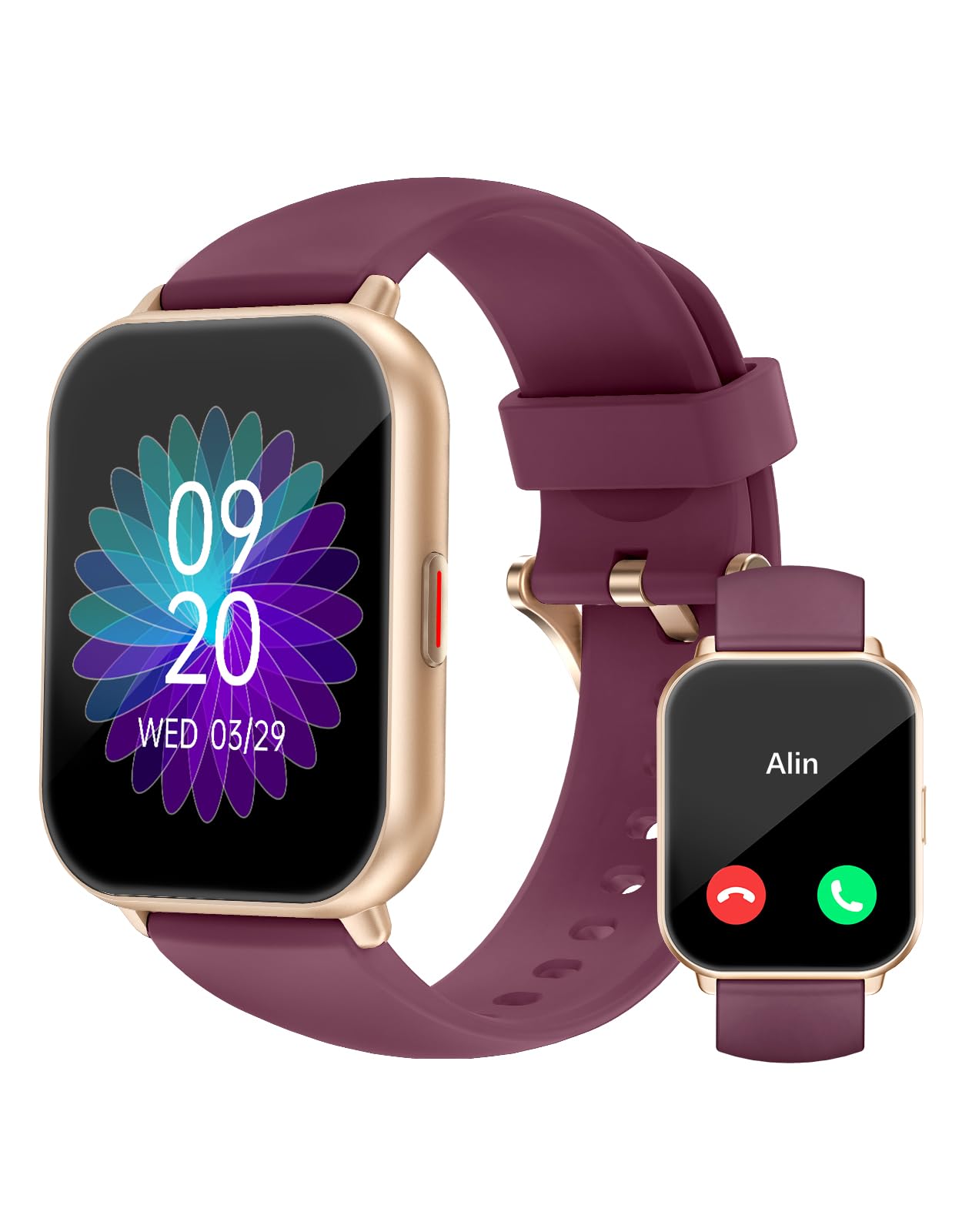 RUIMEN Smartwatch Donna Chiamate Bluetooth Musica Orologio Sportive Contapassi da Polso Cardiofrequenzimetro Saturazione Ossigeno Fitness Tracker Ciclo Mestruale Controllo Sonno per Android iOS Rosa