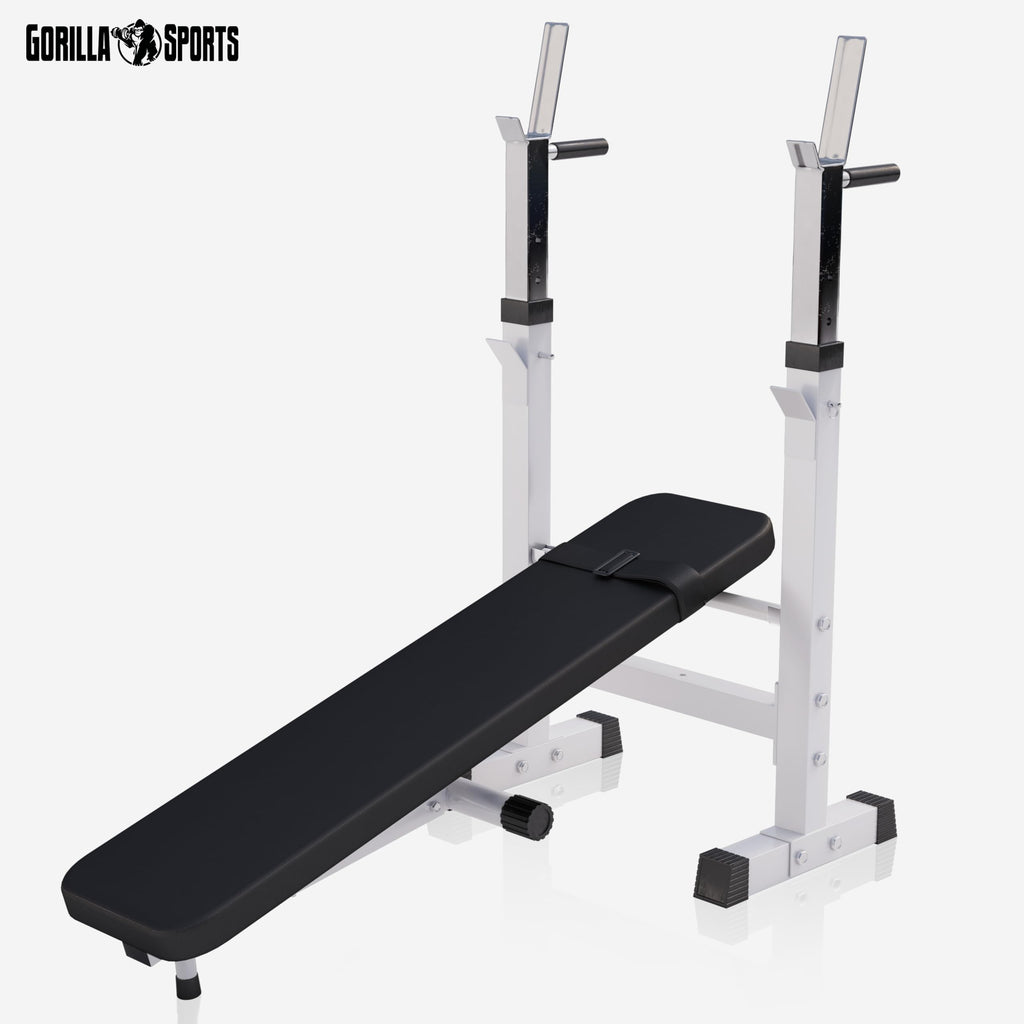 GORILLA SPORTS® Panca Pesi Multifunzione Regolabile – Pieghevole con Porta, Bilanciere e Manubri con Dischi 38/70/100 kg – Piana/Inclinata, Struttura Robusta Max 200 kg – Palestra Casa Fitness