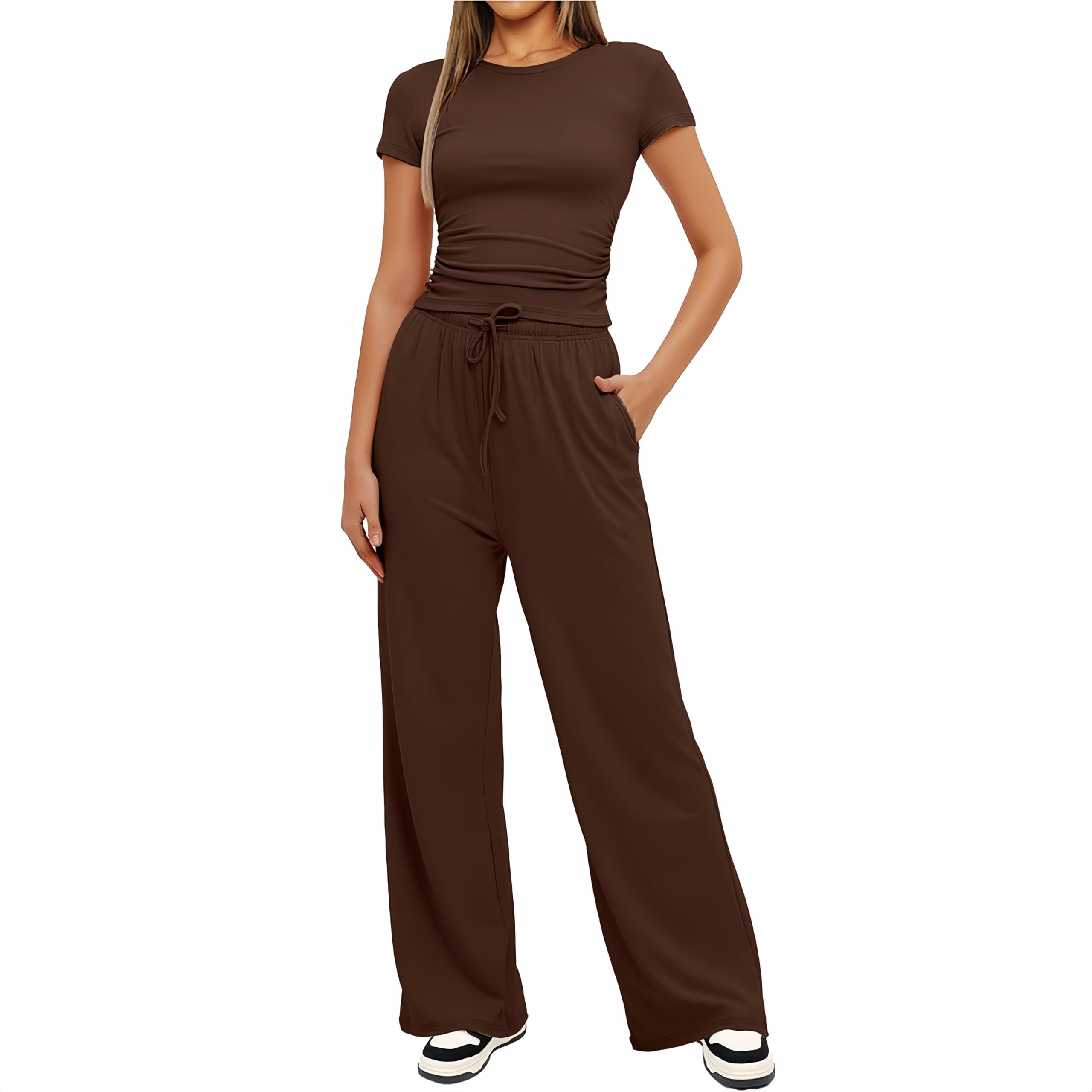 Sportivo Donna Completo Completi Sportivi Due Pezzi Sportiva Estiva Pantaloni Casual Elegante Completo Sportivo Tute da Ginnastica da Donna Estiva 2 Pezzi Homewear