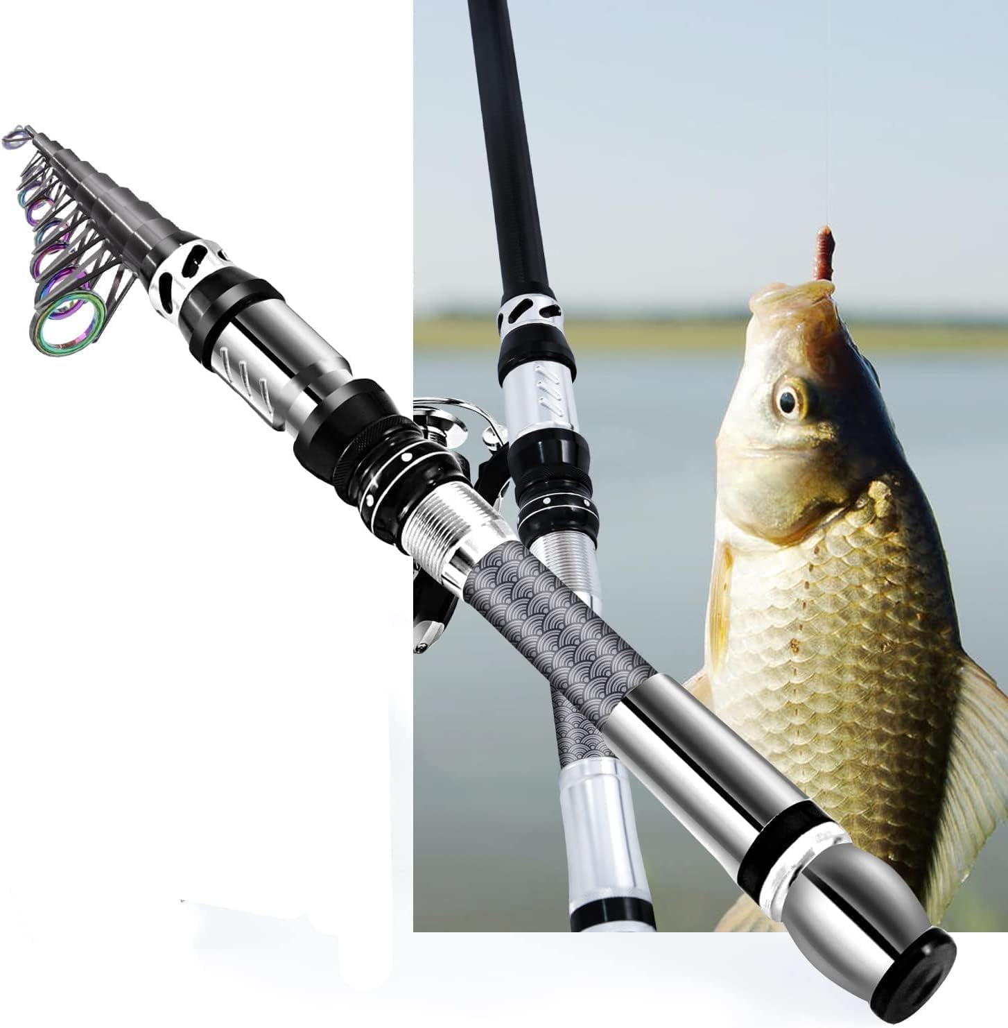 Nuova Portatile Canna da Pesca 99% Fibra di Carbonio con Punta Fluorescente Della Canna,Telescopico Super Hard Ultralight Palo da Pesca per Surf