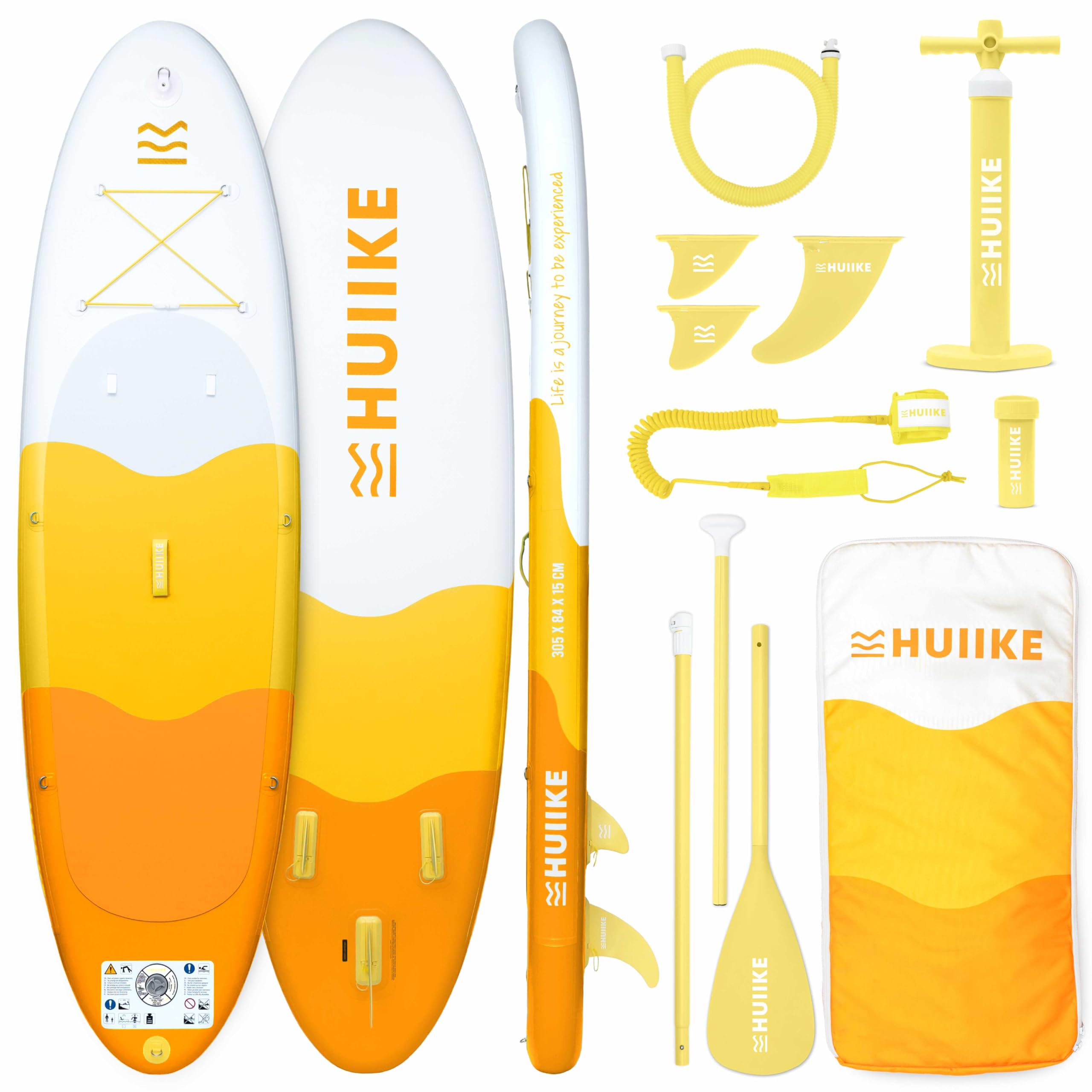 HUIIKE Tavola Sup Gonfiabile Adulti con Accessori Inclusi, Pagaia, Pinne, Pompa. Stand Up Paddle Board con Grande Stabilità e Resistenza. 305 x 84 x 15 cm, Carico Massimo 130 kg